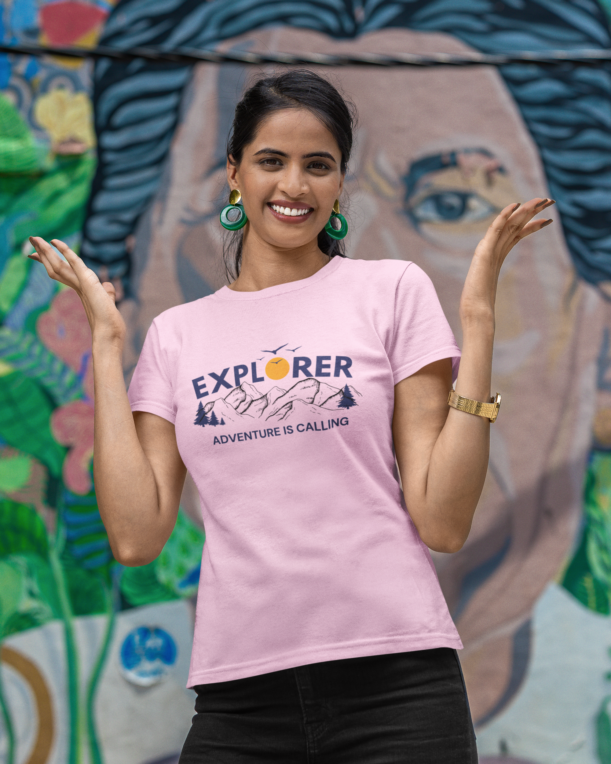 Women's  Adventure is calling Cotton T shirt