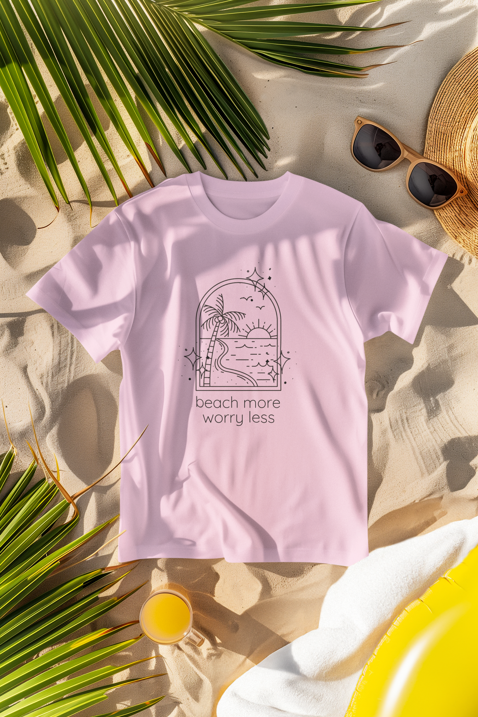 Unisex Beach More Worry Less Cotton T shirt