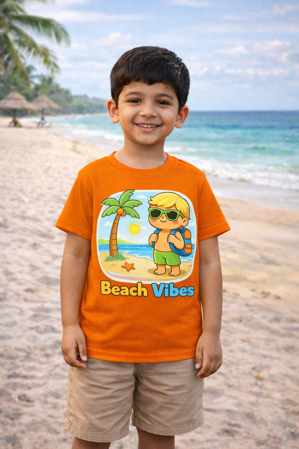 Beach Vibes - Boy Kids Travel T Shirt Adventure Hiking Camping Camper Van Beach Cruise Vacation Road Trip Wildlife Safari Wanderlust Explorer Nature Lover Mountain Outdoor Adventure Travel Vacation Camping Campfire Graphic Quote T shirt