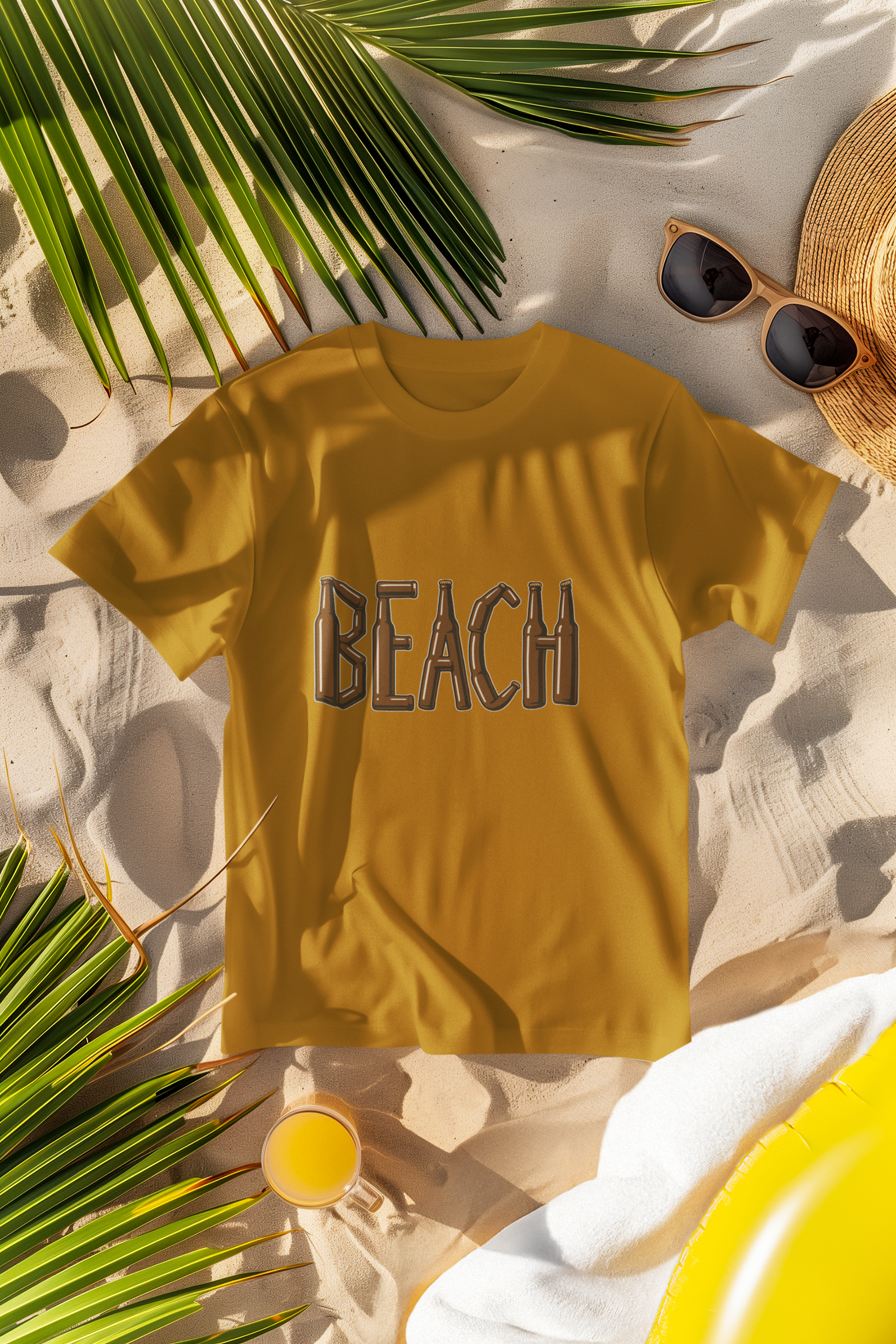 Unisex Beach Bottle Cotton T shirt