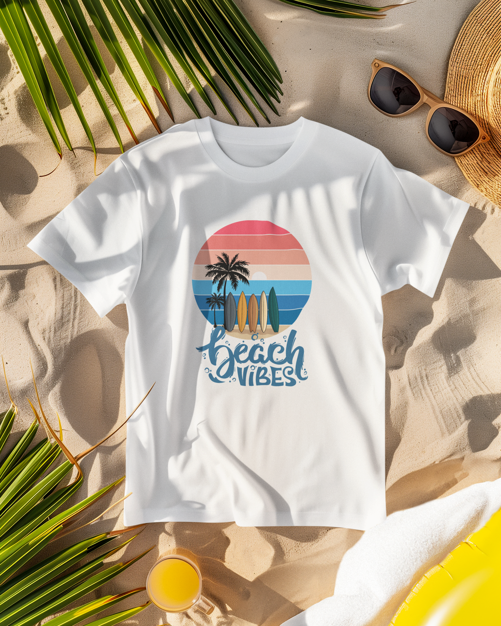 Unisex Beach Vibes Cotton T-Shirt White Adventure Hiking Camping Camper Van Beach Cruise Vacation Road Trip Wildlife Safari Wanderlust Explorer Nature Lover Mountain Outdoor Adventure Travel Vacation Camping Campfire Graphic Quote T shirt