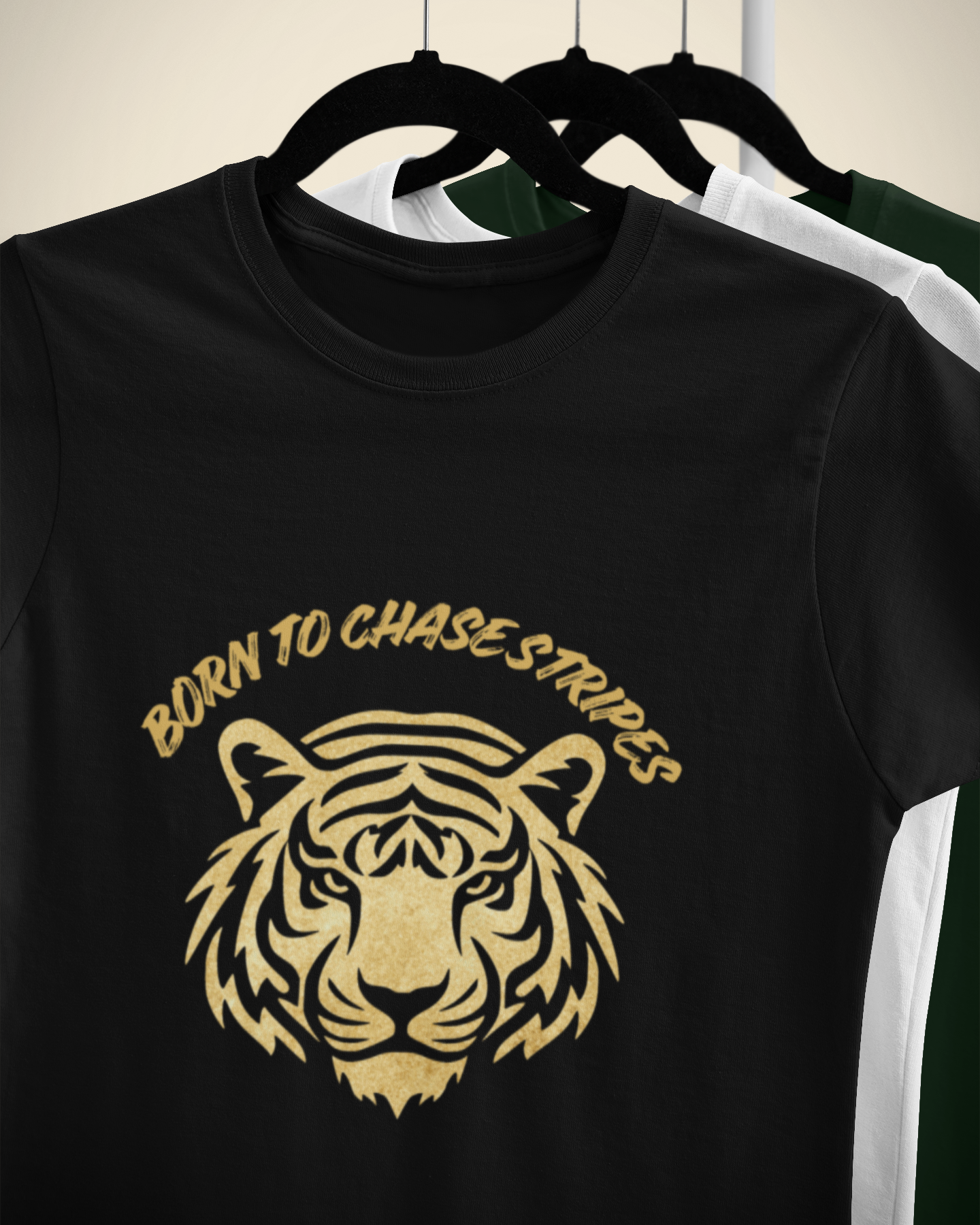 Unisex Born To Chase Stripes - Tiger Safari Cotton T shirt