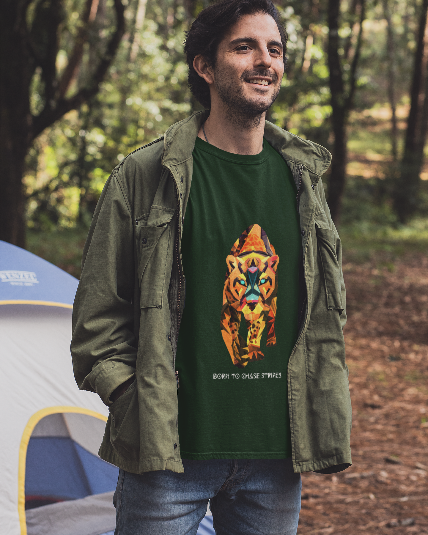 Unisex Born to Chase Stripes - Tiger Safari Cotton T shirt