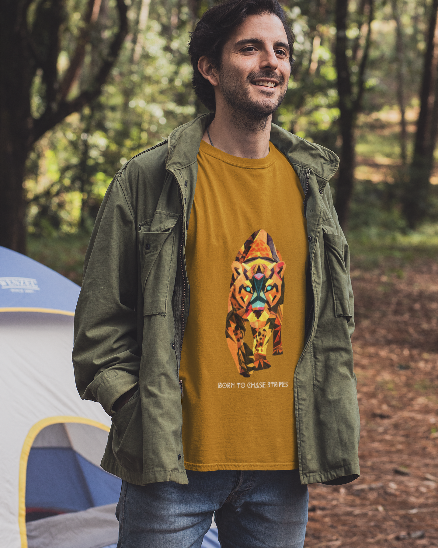 Unisex Born to Chase Stripes - Tiger Safari Cotton T shirt