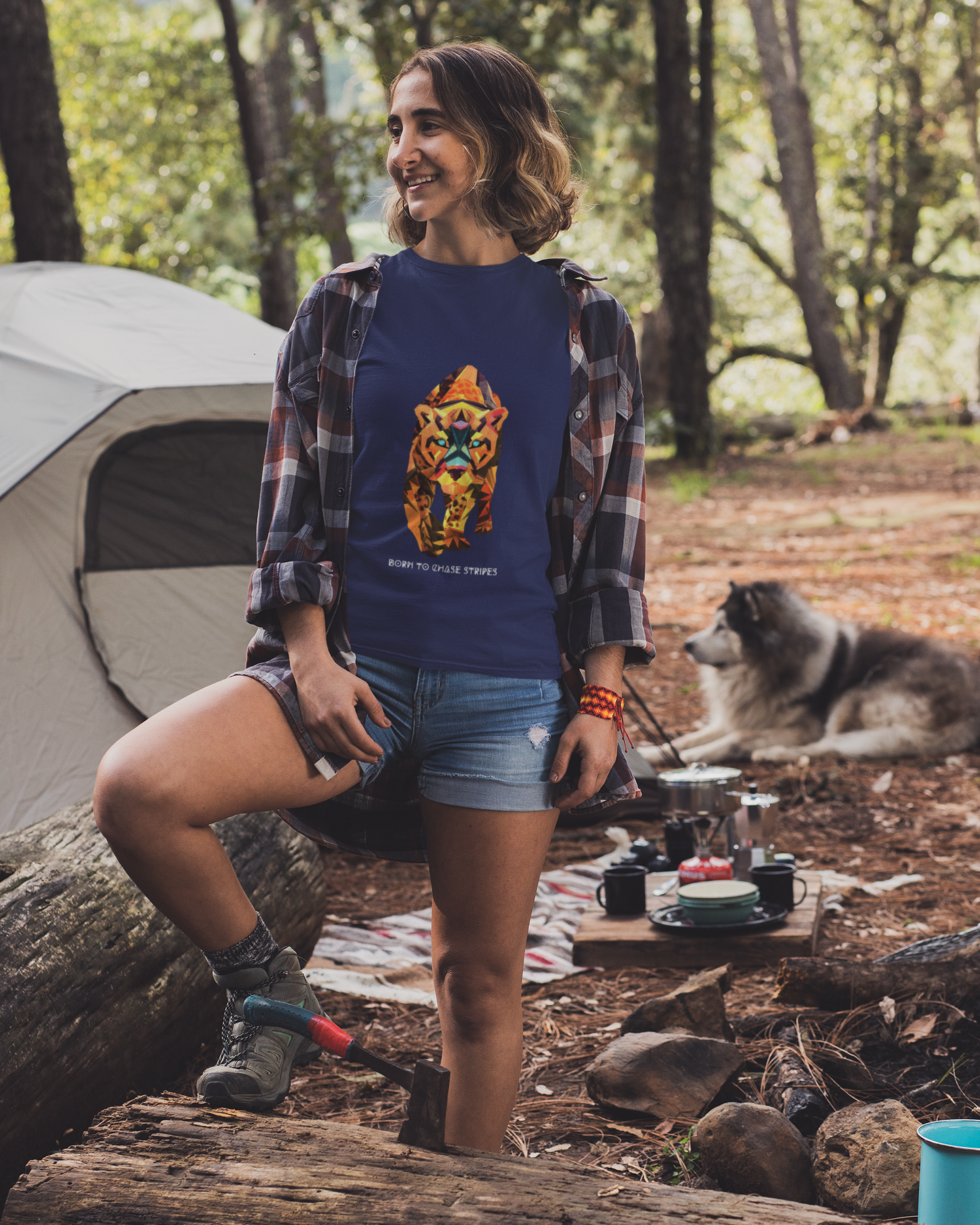 Unisex Born to Chase Stripes - Tiger Safari Cotton T shirt