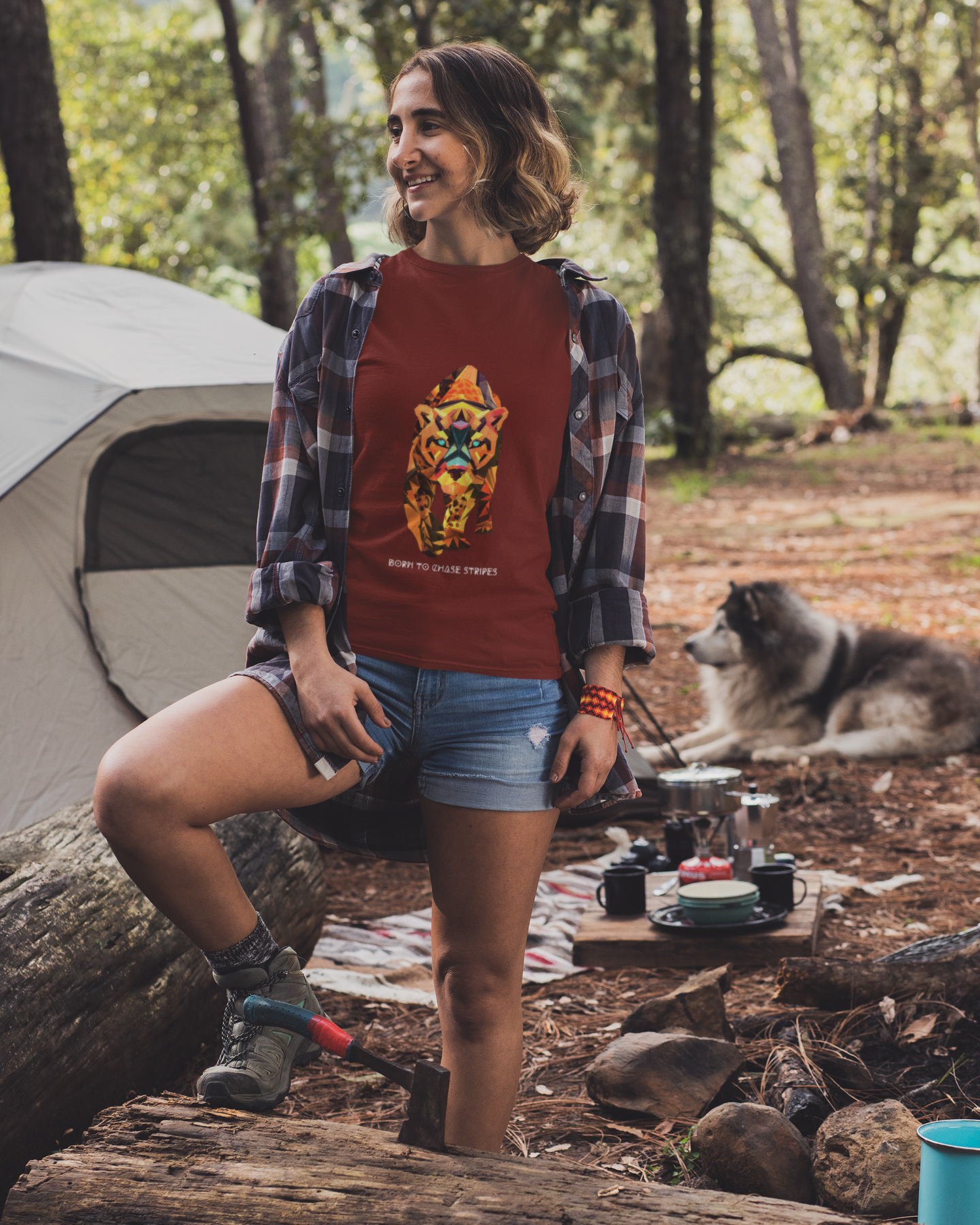 Unisex Born to Chase Stripes - Tiger Safari Cotton T shirt