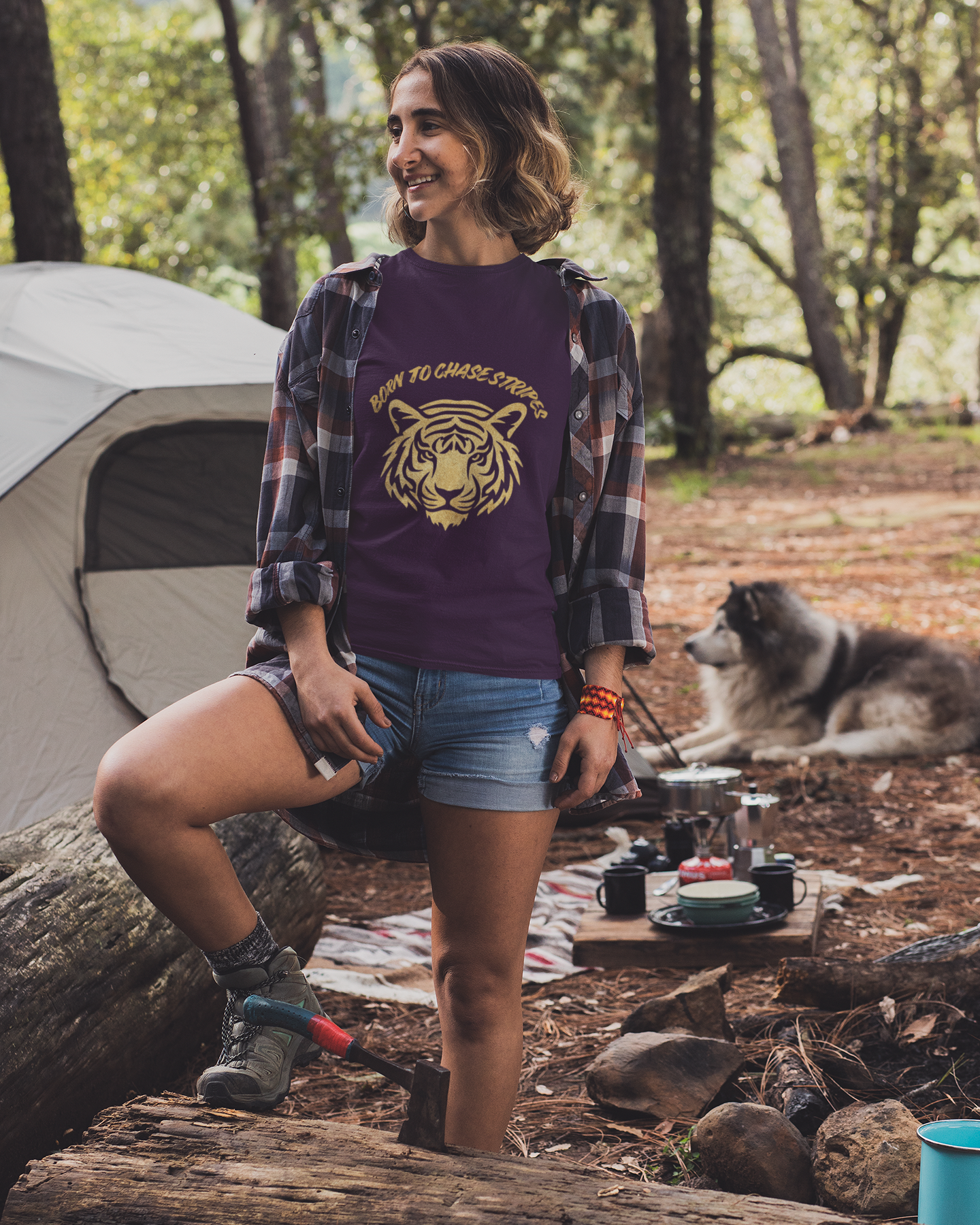 Unisex Born To Chase Stripes - Tiger Safari Cotton T shirt