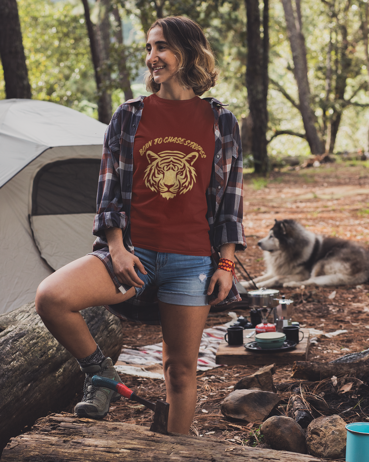 Unisex Born To Chase Stripes - Tiger Safari Cotton T shirt