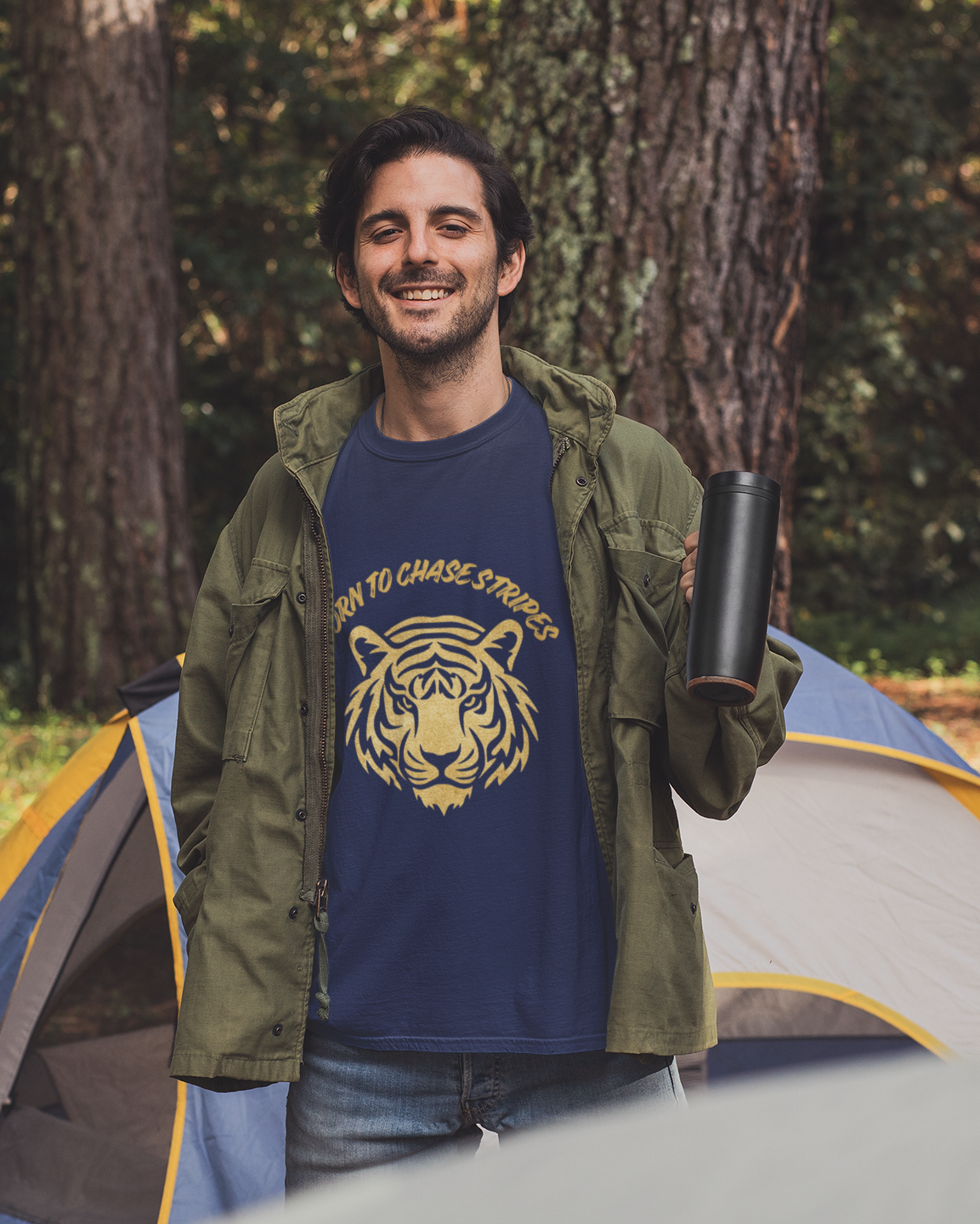 Unisex Born To Chase Stripes - Tiger Safari Cotton T shirt