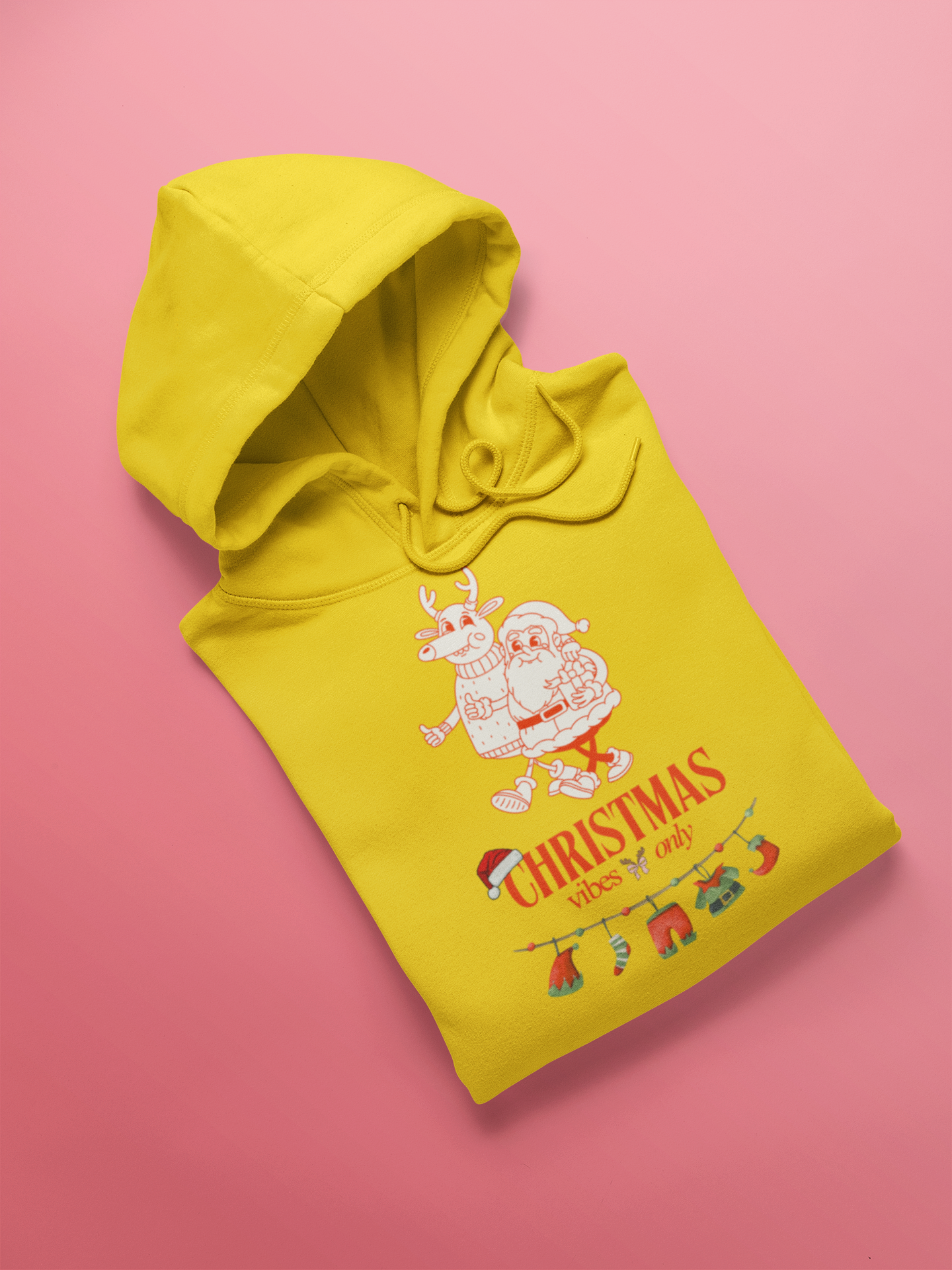 Unisex Kids Hoodie Christmas Vibes Only Yellow Adventure Hiking Camping Camper Van Beach Cruise Vacation Road Trip Wildlife Safari Wanderlust Explorer Nature Lover Mountain Outdoor Adventure Travel Vacation Camping Campfire Graphic Quote T shirt