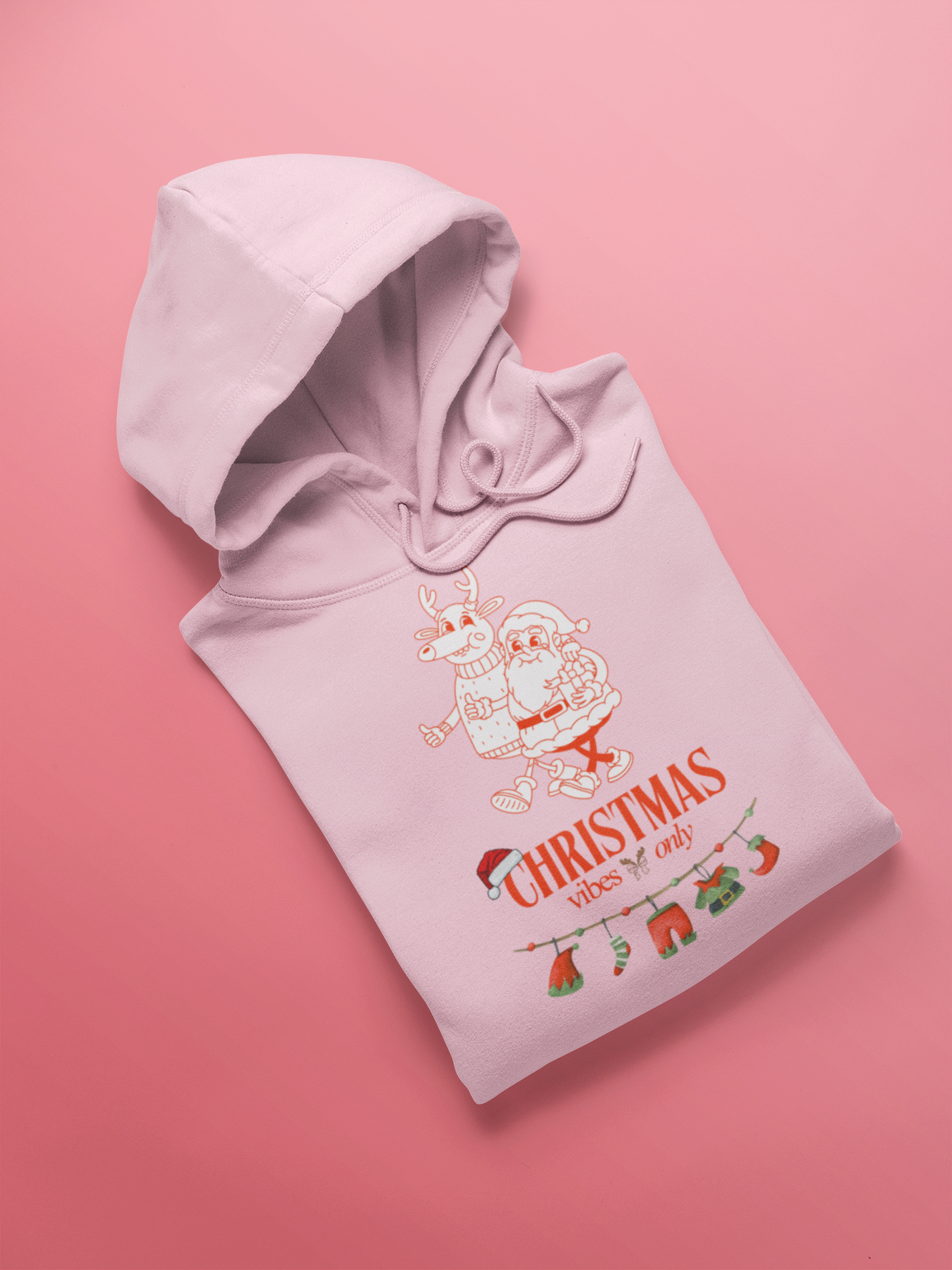 Unisex Kids Hoodie Christmas Vibes Only Pink Adventure Hiking Camping Camper Van Beach Cruise Vacation Road Trip Wildlife Safari Wanderlust Explorer Nature Lover Mountain Outdoor Adventure Travel Vacation Camping Campfire Graphic Quote T shirt