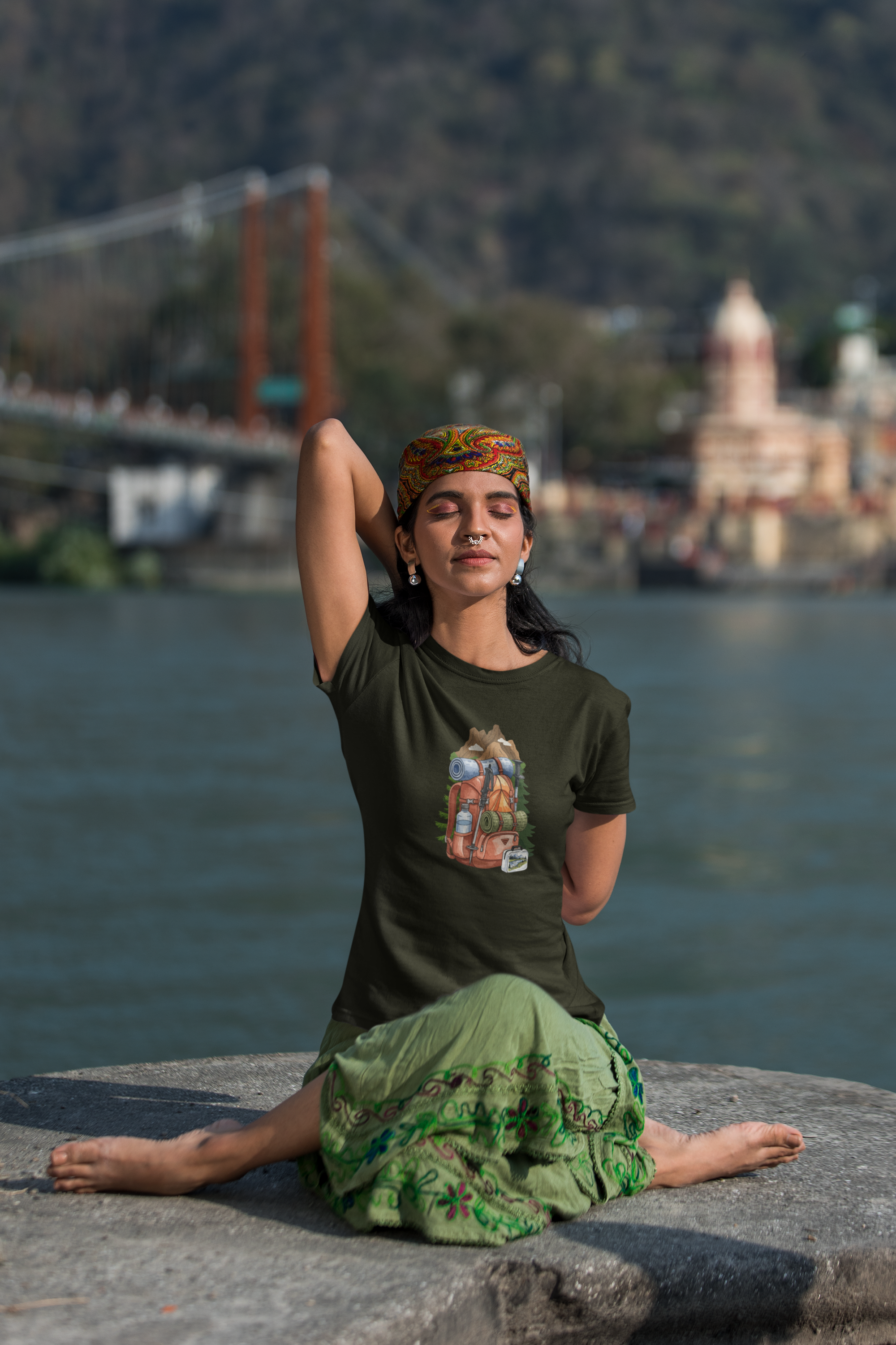 Unisex Hiking Bagpack Cotton T-Shirt