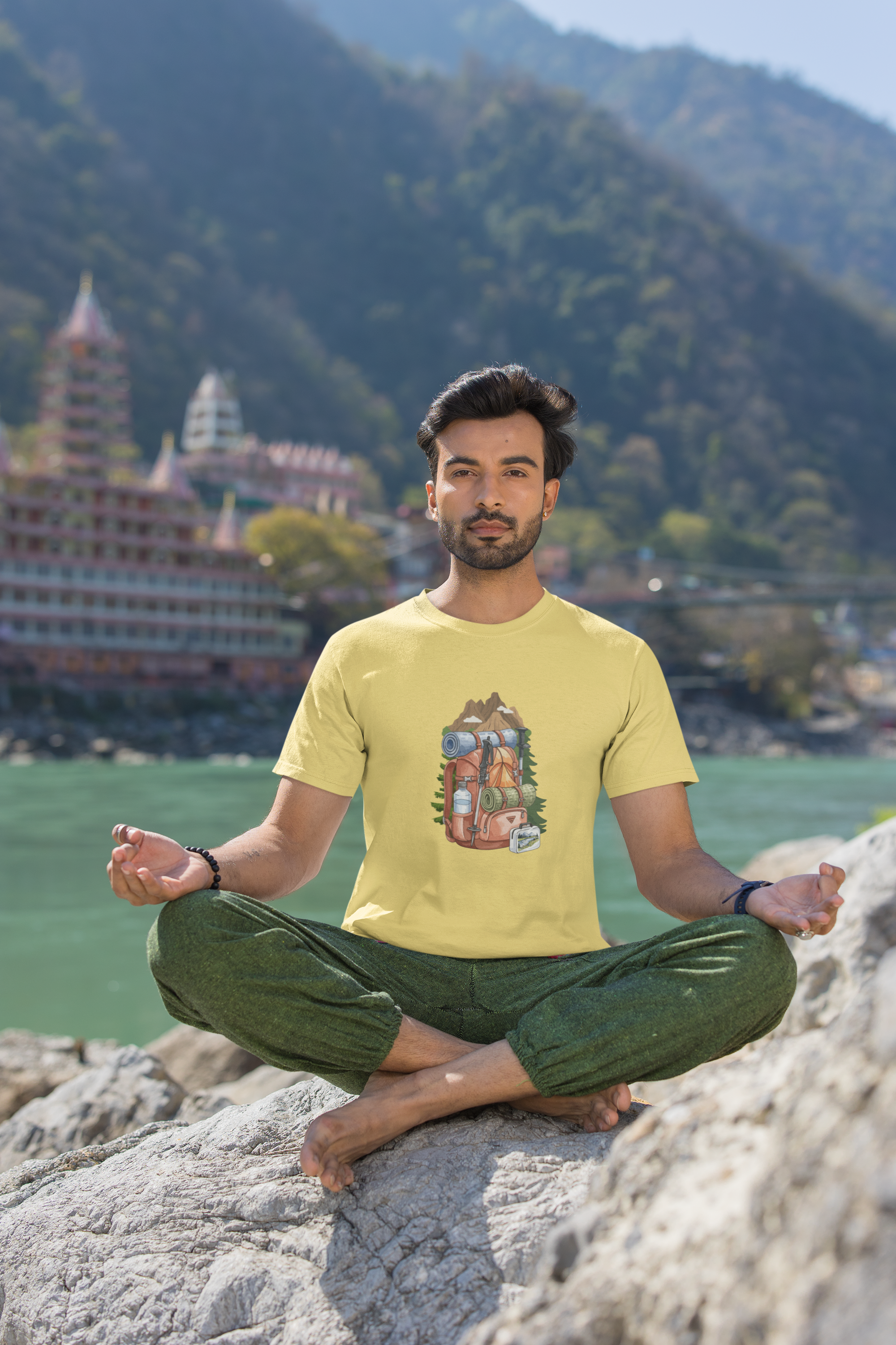 Unisex Hiking Bagpack Cotton T-Shirt