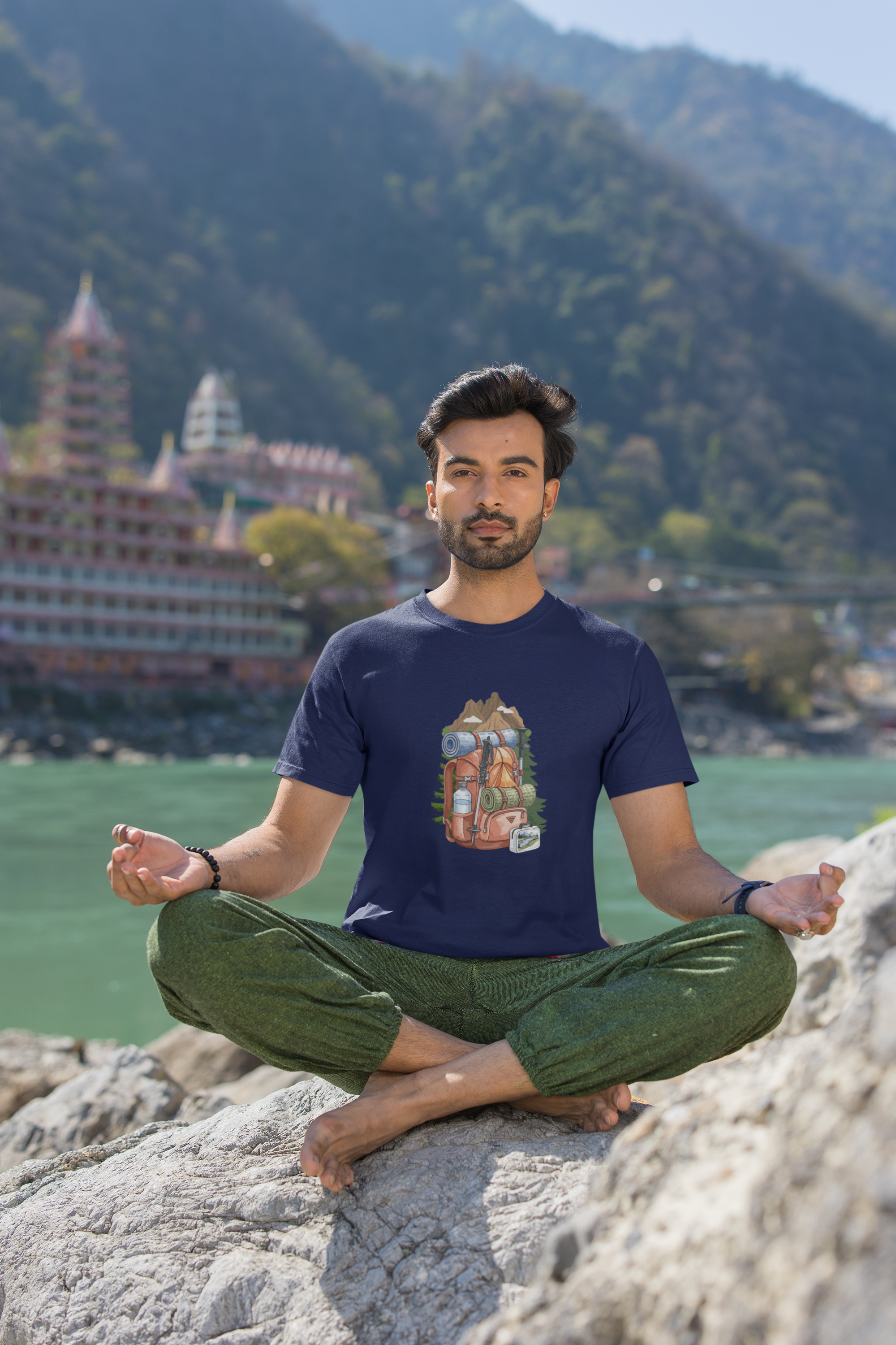 Unisex Hiking Bagpack Cotton T-Shirt