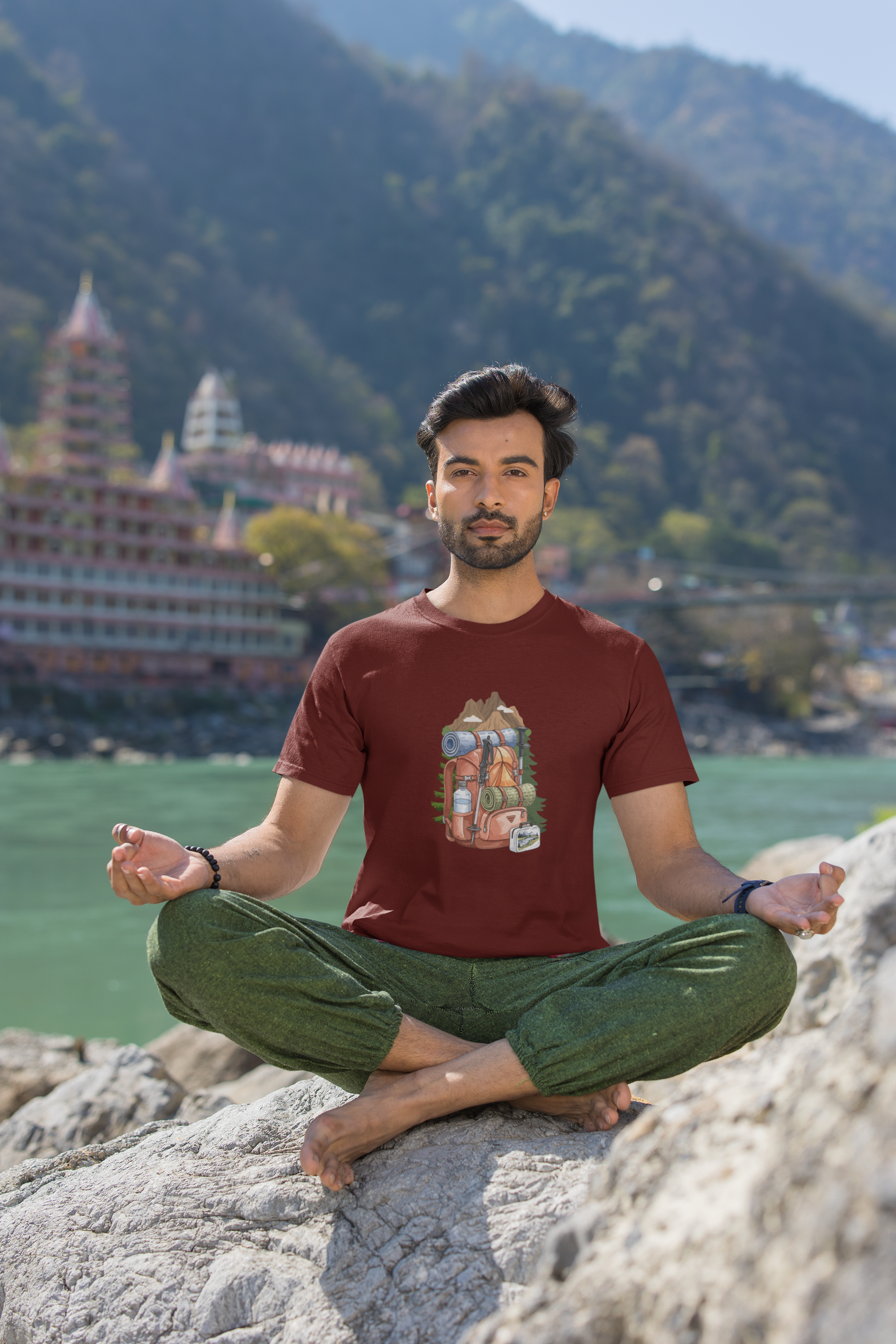 Unisex Hiking Bagpack Cotton T-Shirt