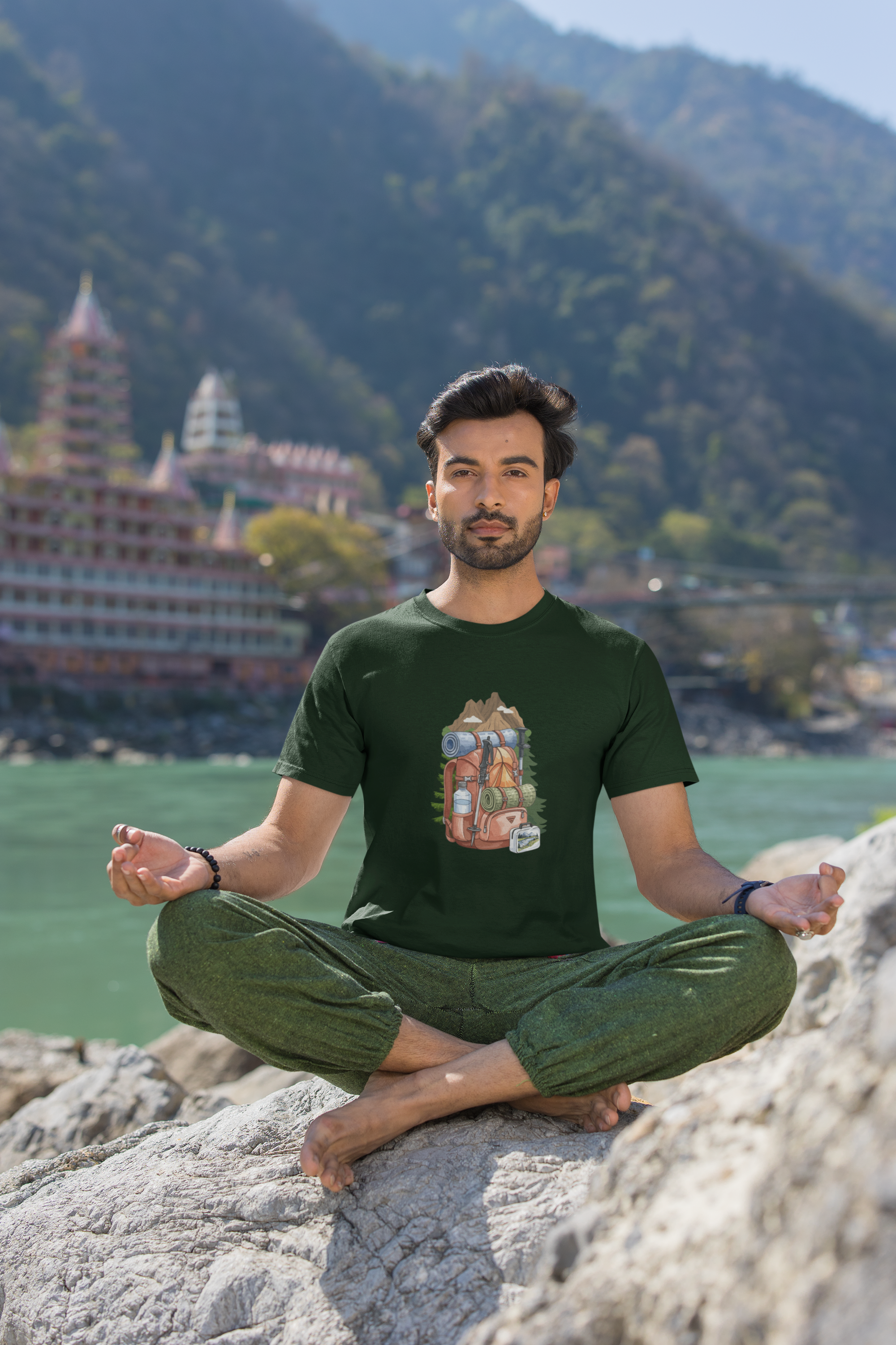 Unisex Hiking Bagpack Cotton T-Shirt