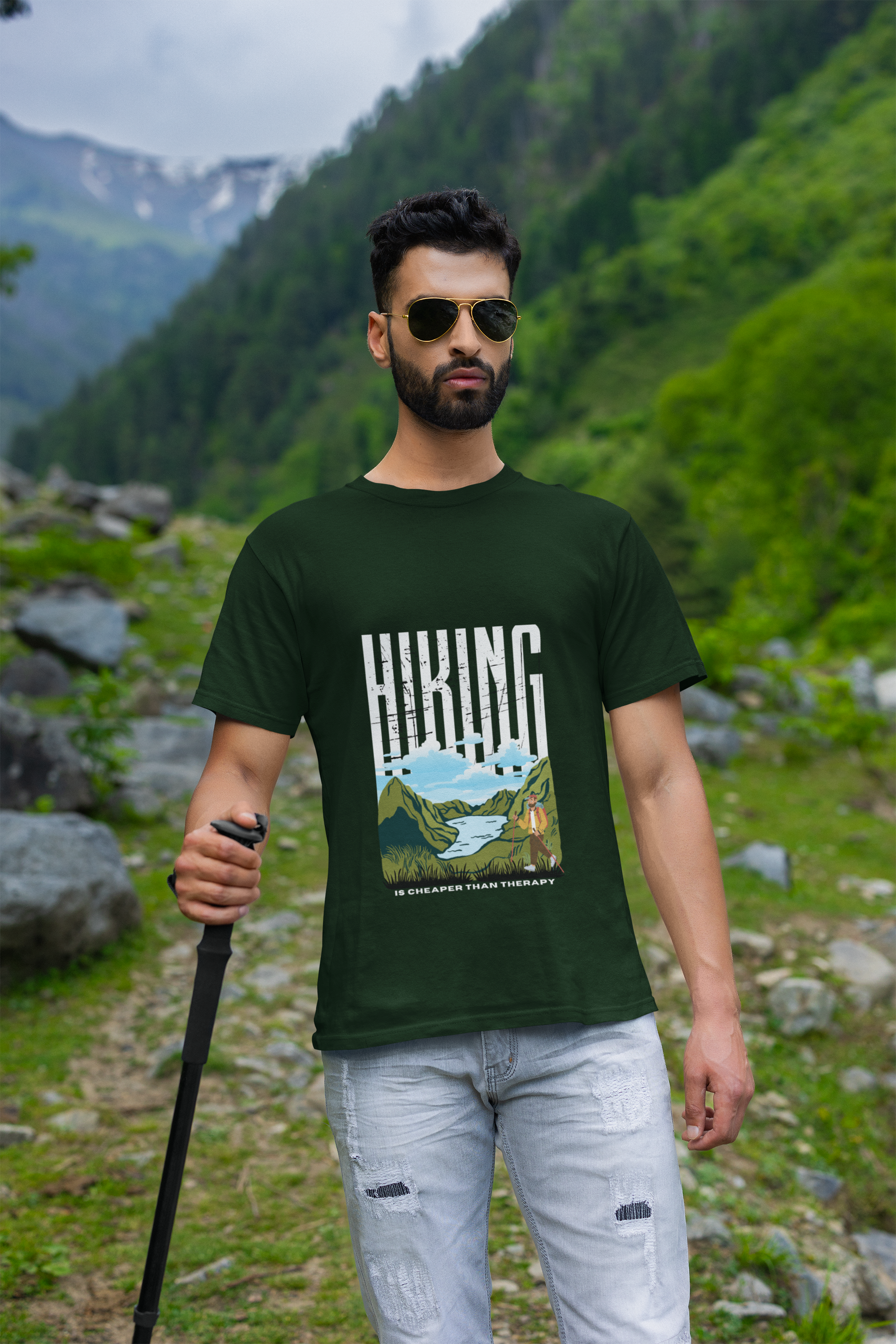 Unisex Hiking is cheaper than therapy - Male Cotton T shirt