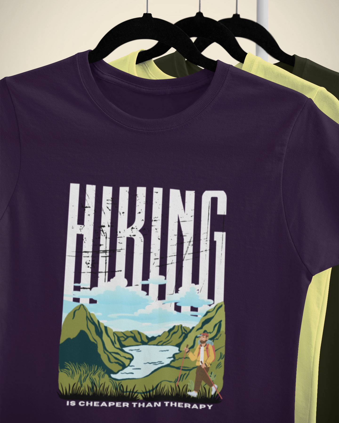 Unisex Hiking is cheaper than therapy - Male Cotton T shirt