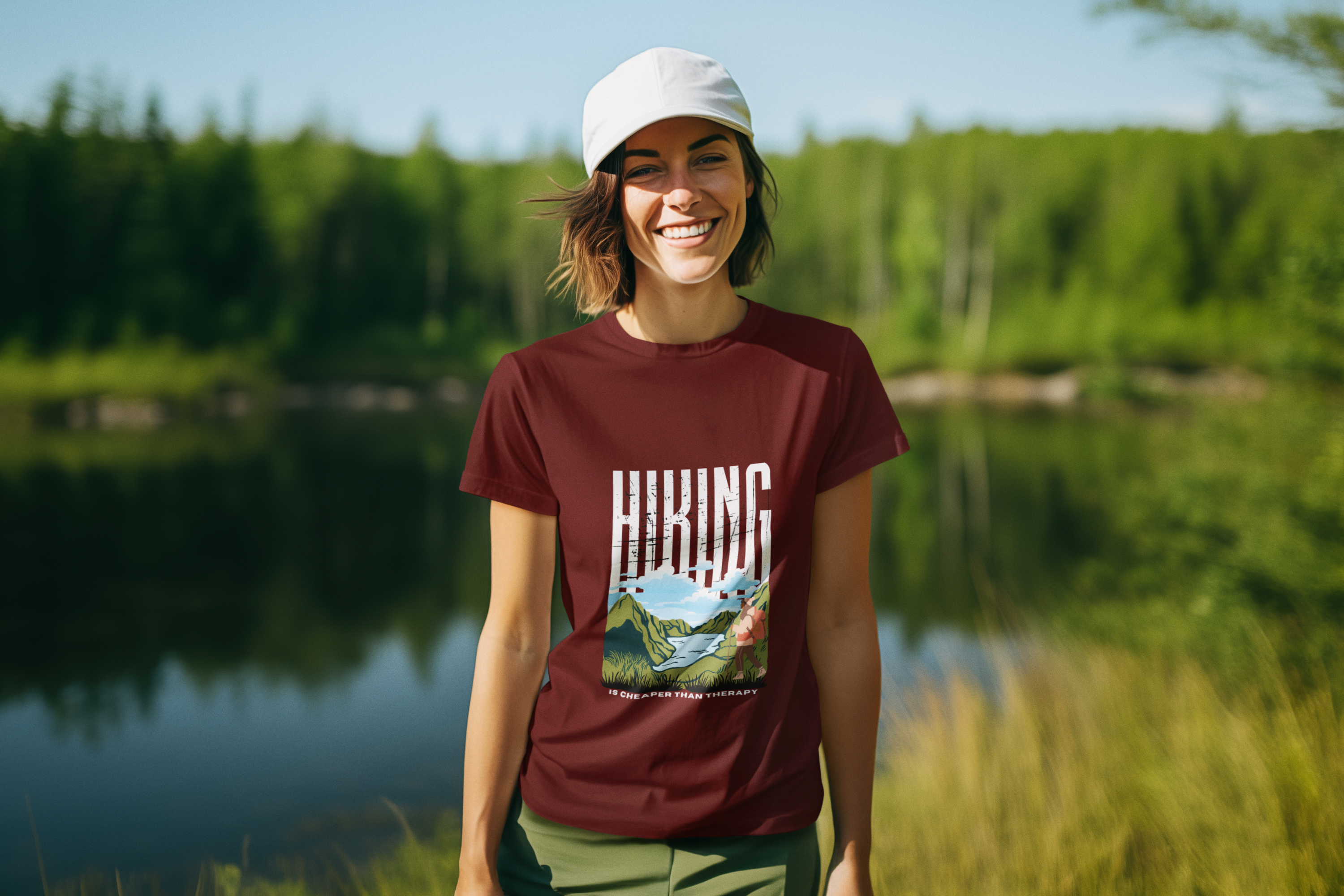 Unisex Hiking is cheaper than therapy - Female Cotton T shirt