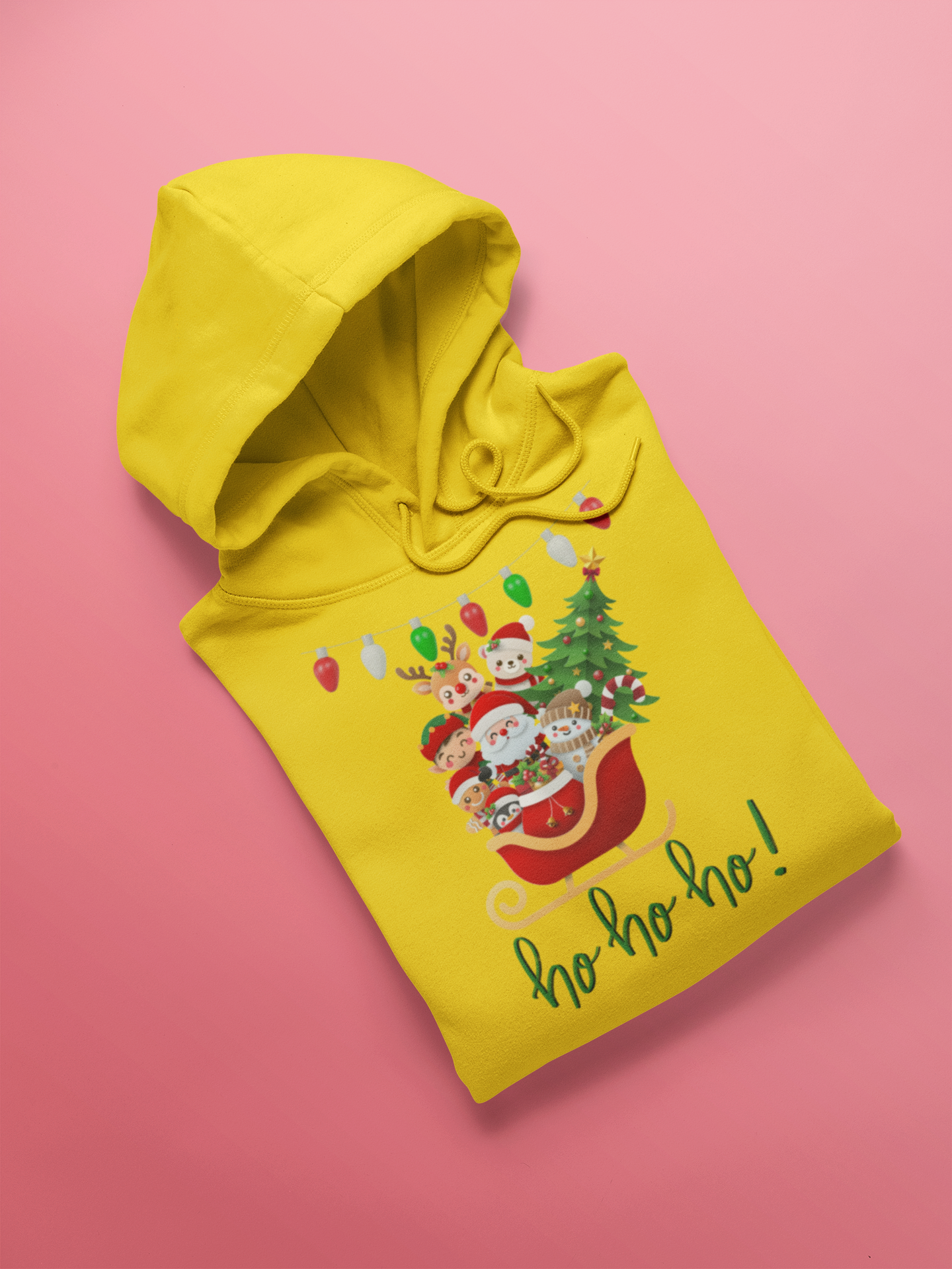 Unisex Kids Hoodie Ho Ho Ho! Yellow Adventure Hiking Camping Camper Van Beach Cruise Vacation Road Trip Wildlife Safari Wanderlust Explorer Nature Lover Mountain Outdoor Adventure Travel Vacation Camping Campfire Graphic Quote T shirt