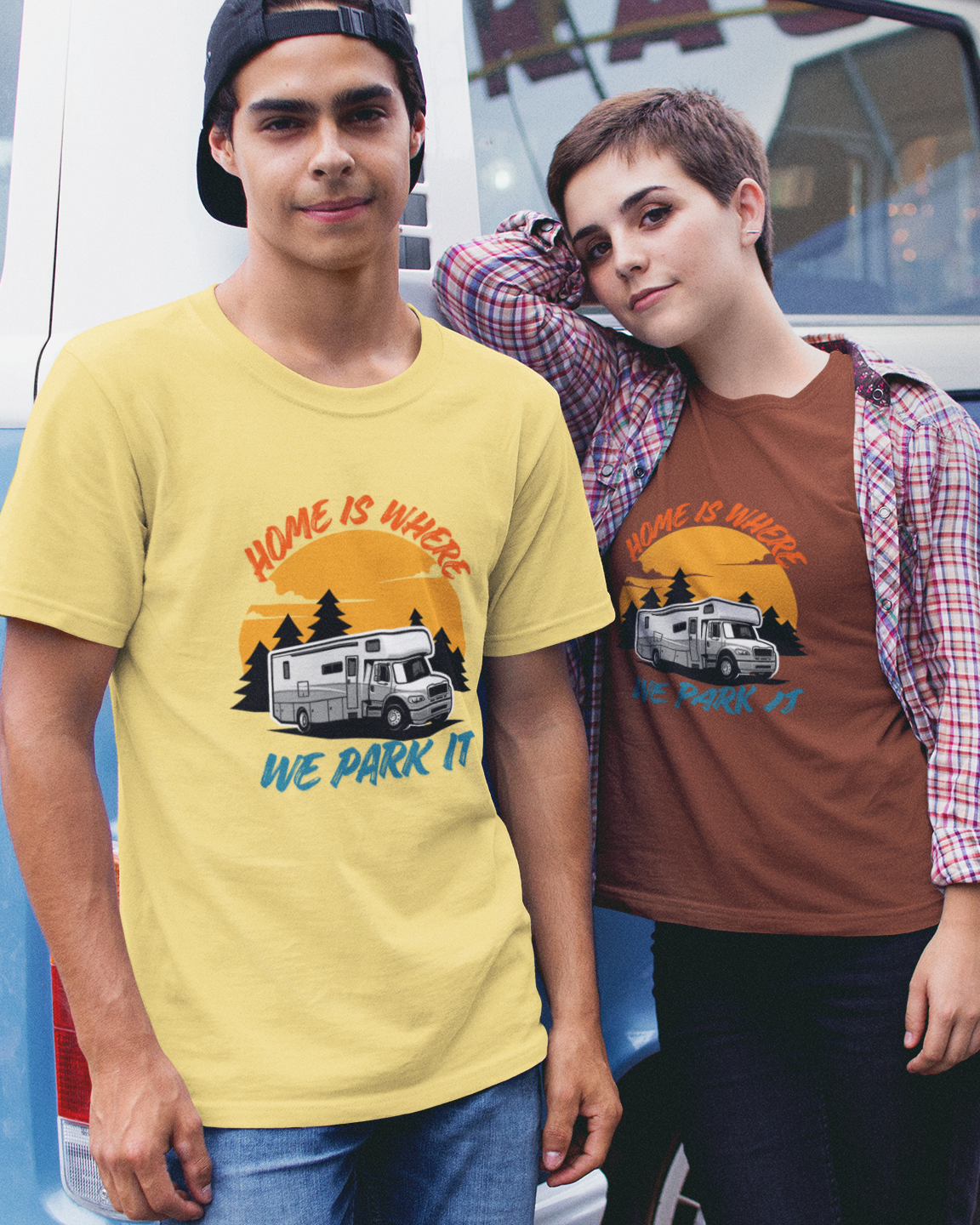 Unisex Home is where we park it Campervan Cotton T-Shirt