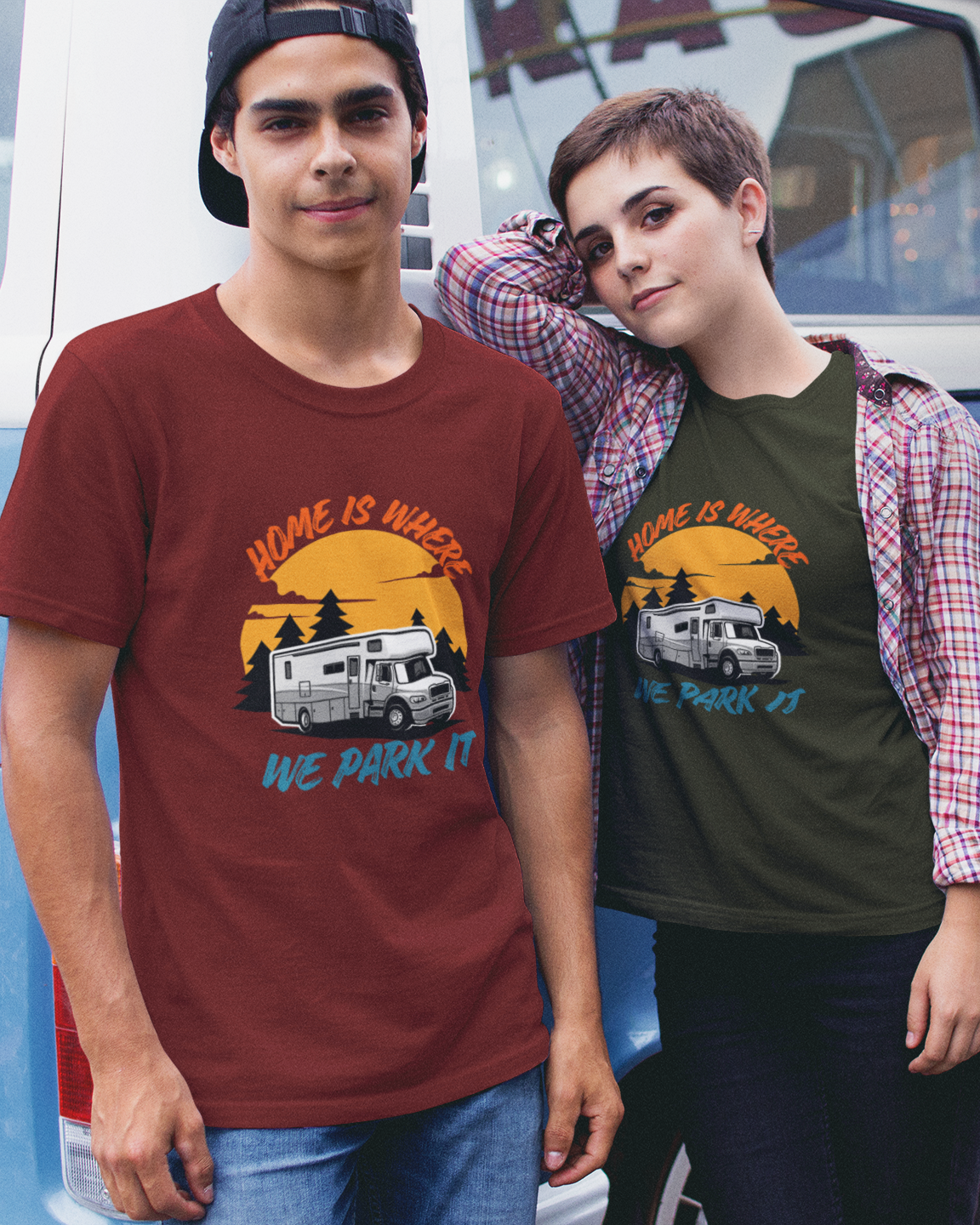 Unisex Home is where we park it Campervan Cotton T-Shirt