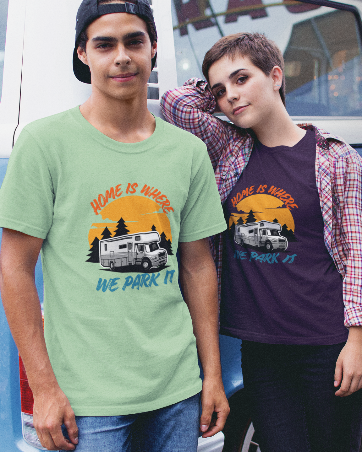 Unisex Home is where we park it Campervan Cotton T-Shirt