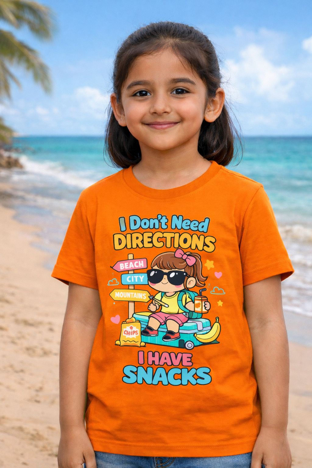 I Dont Need Directions I have Snacks - Girl Kids Travel T shirt Adventure Hiking Camping Camper Van Beach Cruise Vacation Road Trip Wildlife Safari Wanderlust Explorer Nature Lover Mountain Outdoor Adventure Travel Vacation Camping Campfire Graphic Quote T shirt