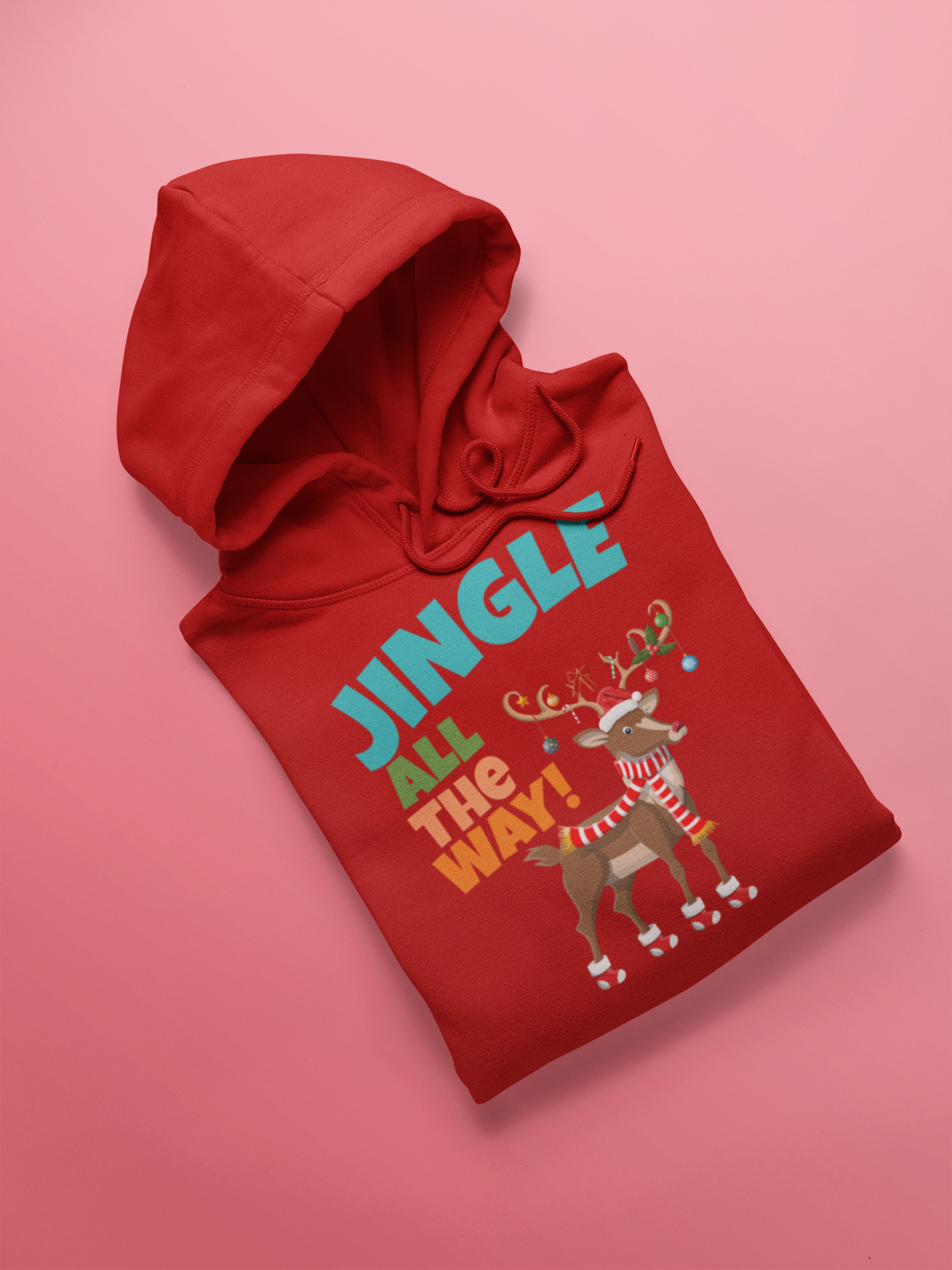 Unisex Kids Hoodie Jingle All The Way Red Adventure Hiking Camping Camper Van Beach Cruise Vacation Road Trip Wildlife Safari Wanderlust Explorer Nature Lover Mountain Outdoor Adventure Travel Vacation Camping Campfire Graphic Quote T shirt