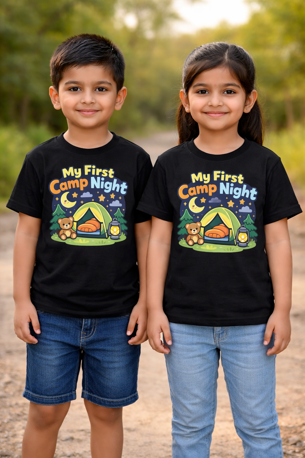 My First Camp Night Kids Camping Travel T Shirt Adventure Hiking Camping Camper Van Beach Cruise Vacation Road Trip Wildlife Safari Wanderlust Explorer Nature Lover Mountain Outdoor Adventure Travel Vacation Camping Campfire Graphic Quote T shirt