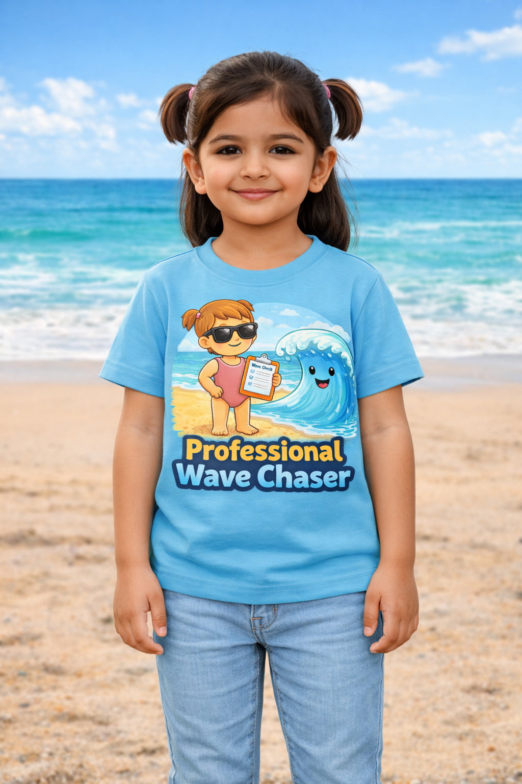 Professional Wave Chaser - Girl Kids Beach Travel T Shirt Adventure Hiking Camping Camper Van Beach Cruise Vacation Road Trip Wildlife Safari Wanderlust Explorer Nature Lover Mountain Outdoor Adventure Travel Vacation Camping Campfire Graphic Quote T shirt