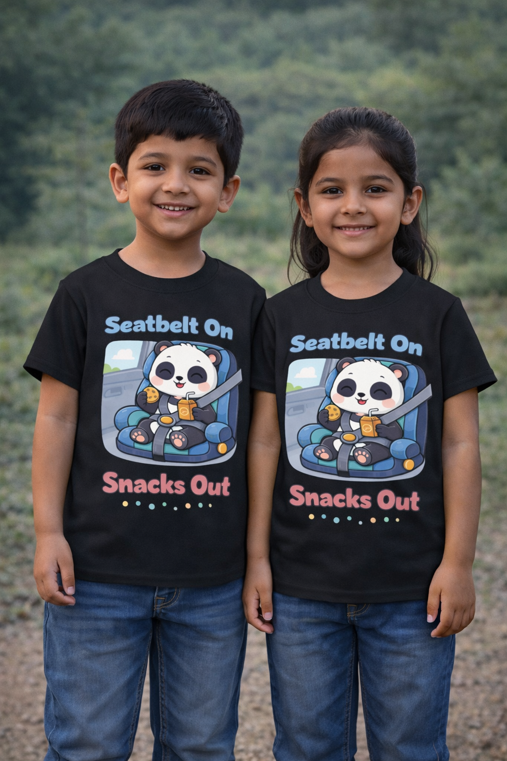 Seatbelt On Snacks Out Kids Roadtrip Travel T Shirt Adventure Hiking Camping Camper Van Beach Cruise Vacation Road Trip Wildlife Safari Wanderlust Explorer Nature Lover Mountain Outdoor Adventure Travel Vacation Camping Campfire Graphic Quote T shirt
