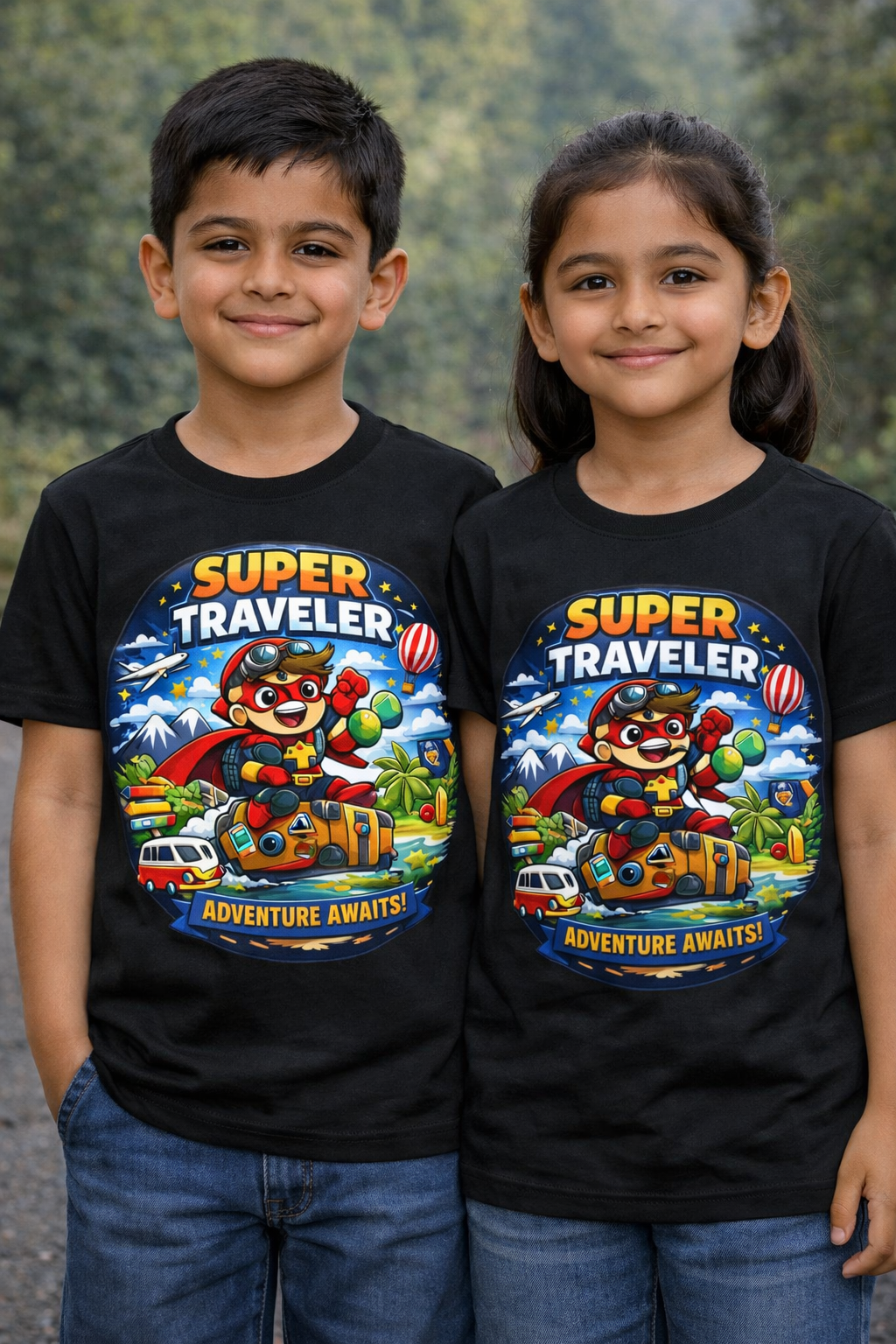 Super Traveler Adventure Awaits Travel T shirt Adventure Hiking Camping Camper Van Beach Cruise Vacation Road Trip Wildlife Safari Wanderlust Explorer Nature Lover Mountain Outdoor Adventure Travel Vacation Camping Campfire Graphic Quote T shirt