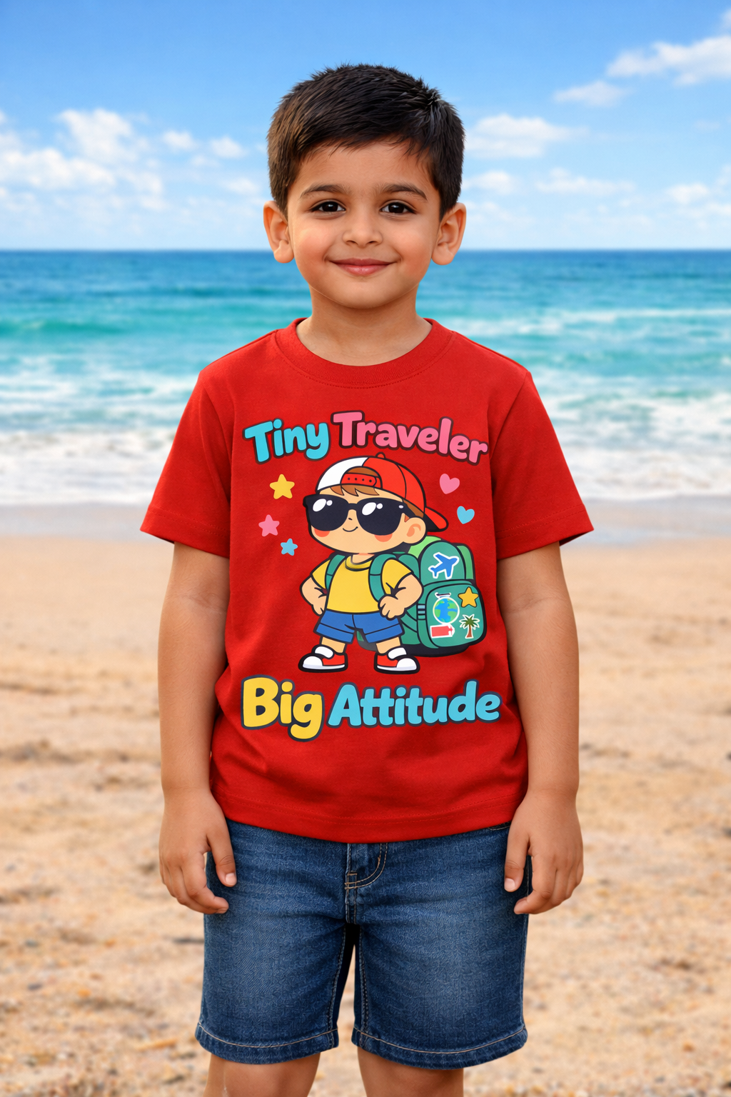Tiny Traveler Big Attitude - Boy Kids Travel T Shirt Adventure Hiking Camping Camper Van Beach Cruise Vacation Road Trip Wildlife Safari Wanderlust Explorer Nature Lover Mountain Outdoor Adventure Travel Vacation Camping Campfire Graphic Quote T shirt