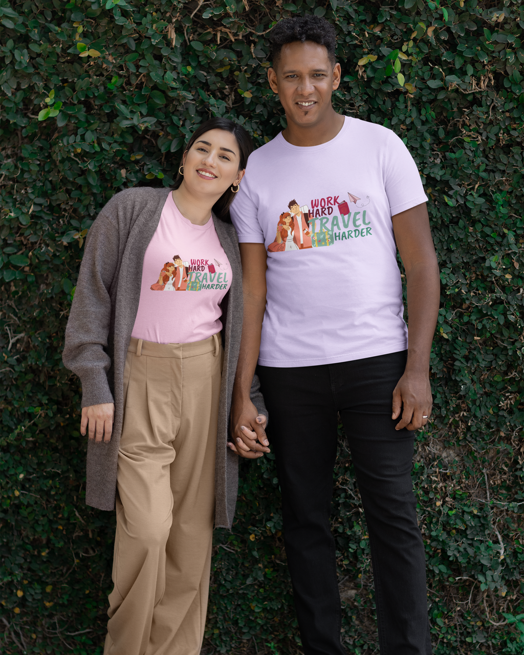 Unisex Work Hard Travel Harder Cotton T-Shirt Lavender Adventure Hiking Camping Camper Van Beach Cruise Vacation Road Trip Wildlife Safari Wanderlust Explorer Nature Lover Mountain Outdoor Adventure Travel Vacation Camping Campfire Graphic Quote T shirt