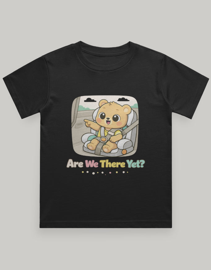 Are We There Yet Kids Travel T Shirt Black Adventure Hiking Camping Camper Van Beach Cruise Vacation Road Trip Wildlife Safari Wanderlust Explorer Nature Lover Mountain Outdoor Adventure Travel Vacation Camping Campfire Graphic Quote T shirt