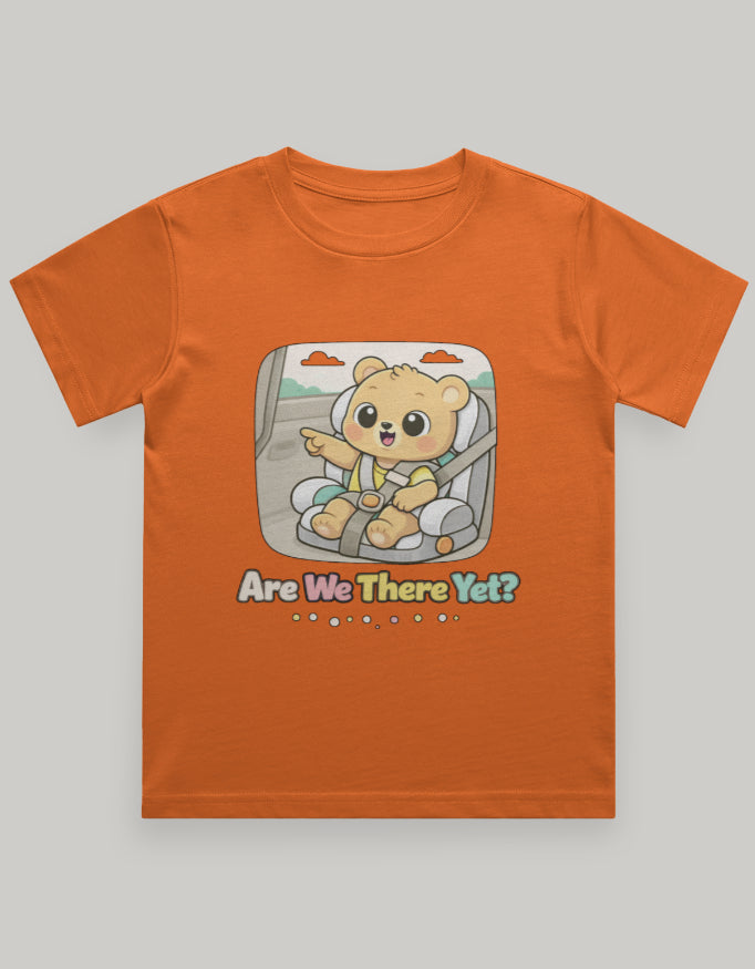 Are We There Yet Kids Travel T Shirt Orange Adventure Hiking Camping Camper Van Beach Cruise Vacation Road Trip Wildlife Safari Wanderlust Explorer Nature Lover Mountain Outdoor Adventure Travel Vacation Camping Campfire Graphic Quote T shirt