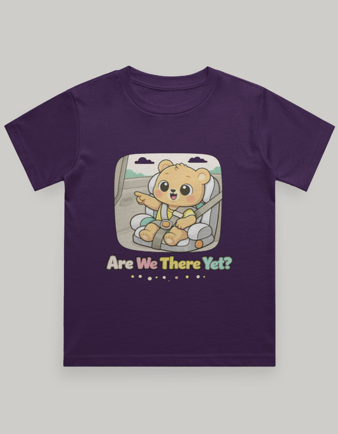 Are We There Yet Kids Travel T Shirt Purple Adventure Hiking Camping Camper Van Beach Cruise Vacation Road Trip Wildlife Safari Wanderlust Explorer Nature Lover Mountain Outdoor Adventure Travel Vacation Camping Campfire Graphic Quote T shirt