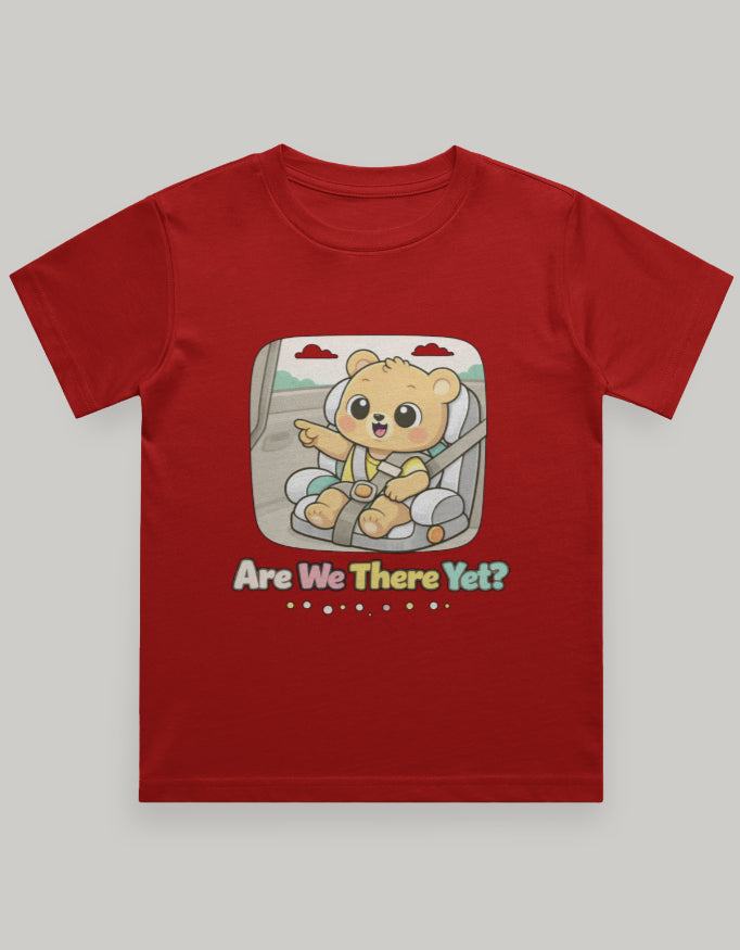 Are We There Yet Kids Travel T Shirt Red Adventure Hiking Camping Camper Van Beach Cruise Vacation Road Trip Wildlife Safari Wanderlust Explorer Nature Lover Mountain Outdoor Adventure Travel Vacation Camping Campfire Graphic Quote T shirt