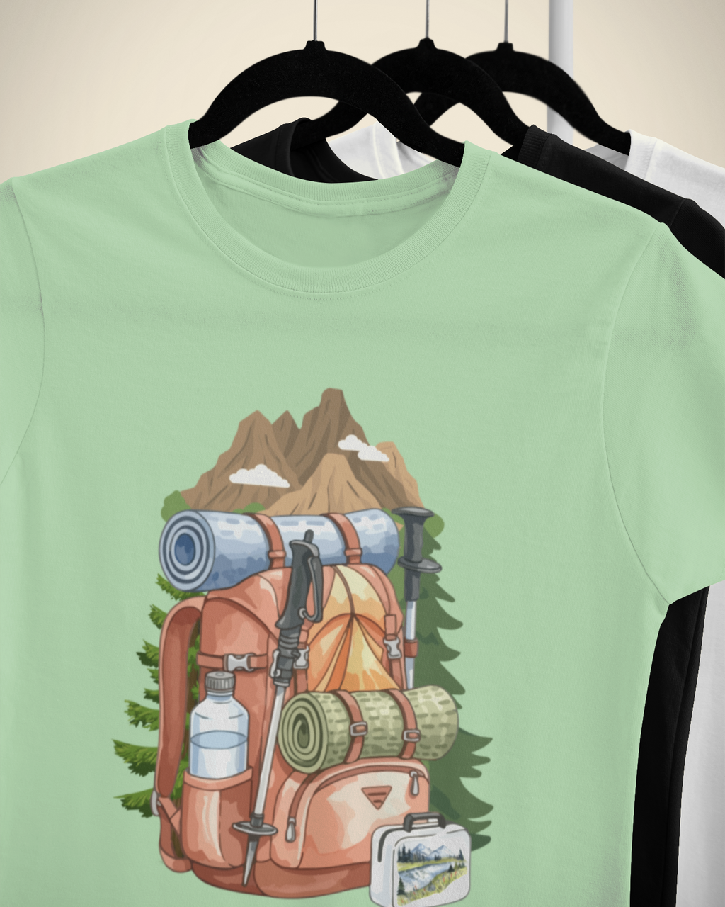 Unisex Hiking Bagpack Cotton T-Shirt