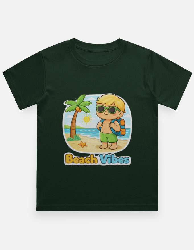 Beach Vibes - Boy Kids Travel T Shirt Bottle Green Adventure Hiking Camping Camper Van Beach Cruise Vacation Road Trip Wildlife Safari Wanderlust Explorer Nature Lover Mountain Outdoor Adventure Travel Vacation Camping Campfire Graphic Quote T shirt