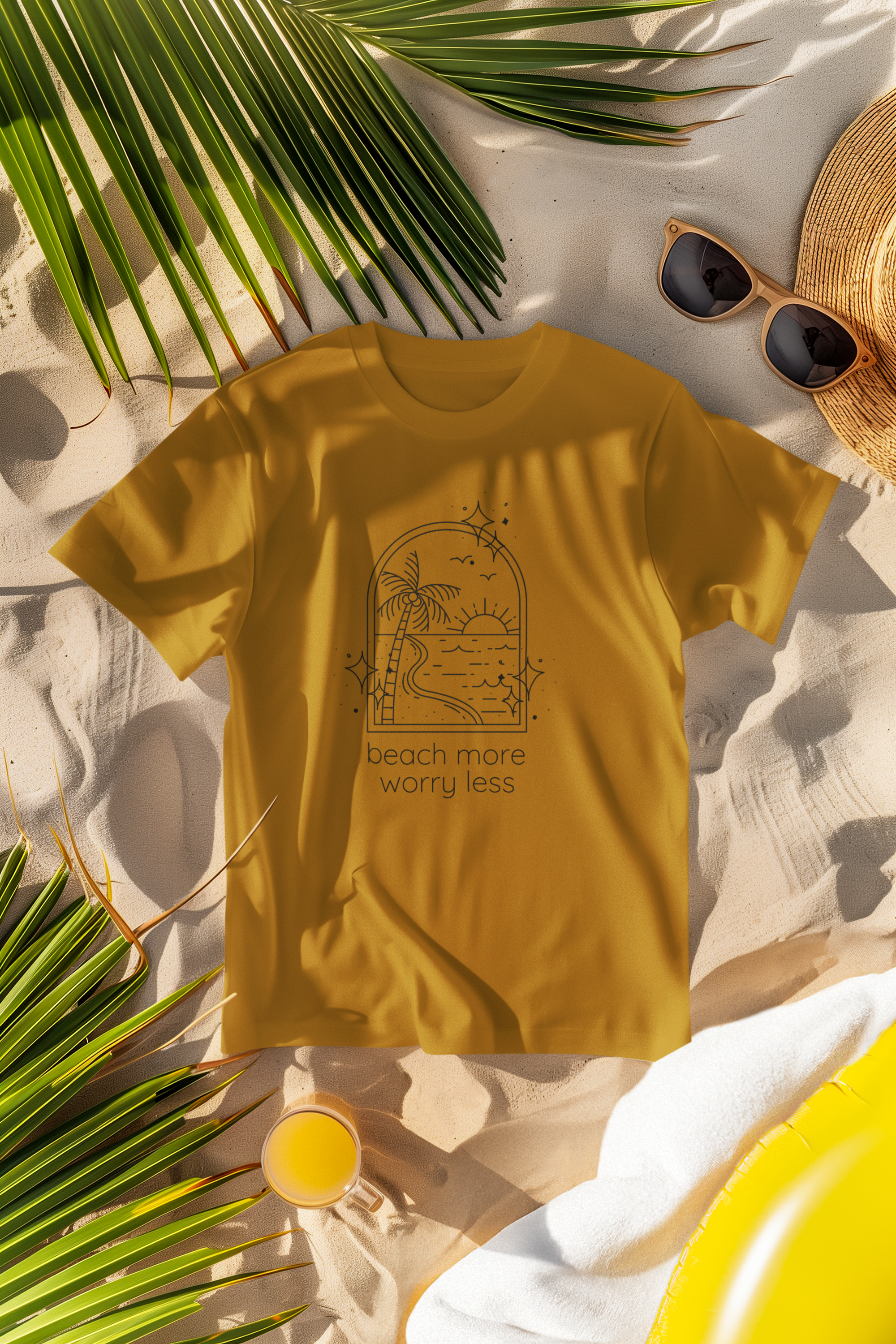 Unisex Beach More Worry Less Cotton T shirt