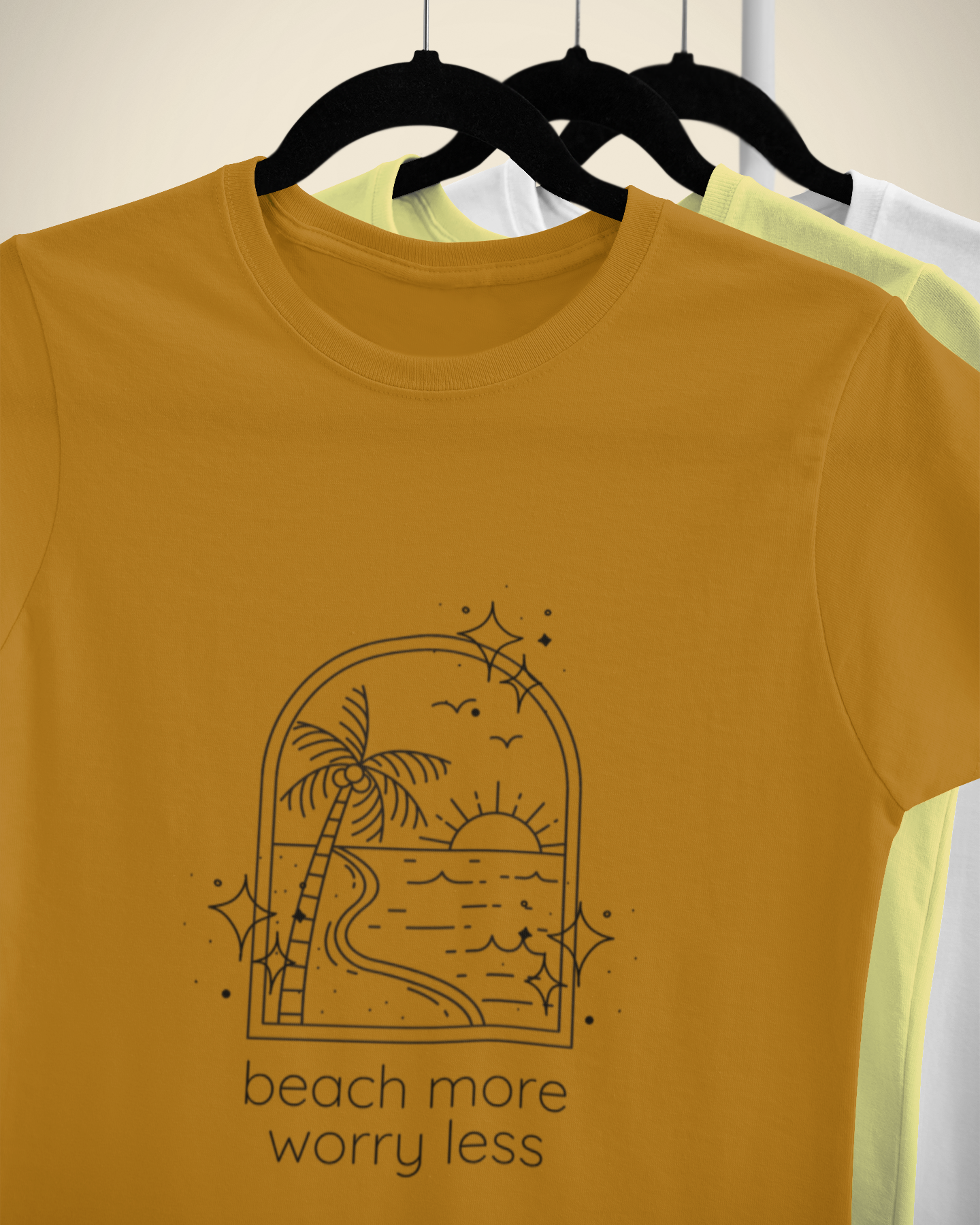 Unisex Beach More Worry Less Cotton T shirt