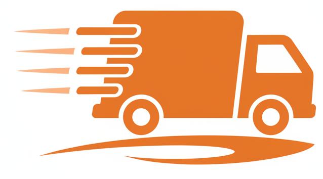 fast shipping icon with truck in orange 