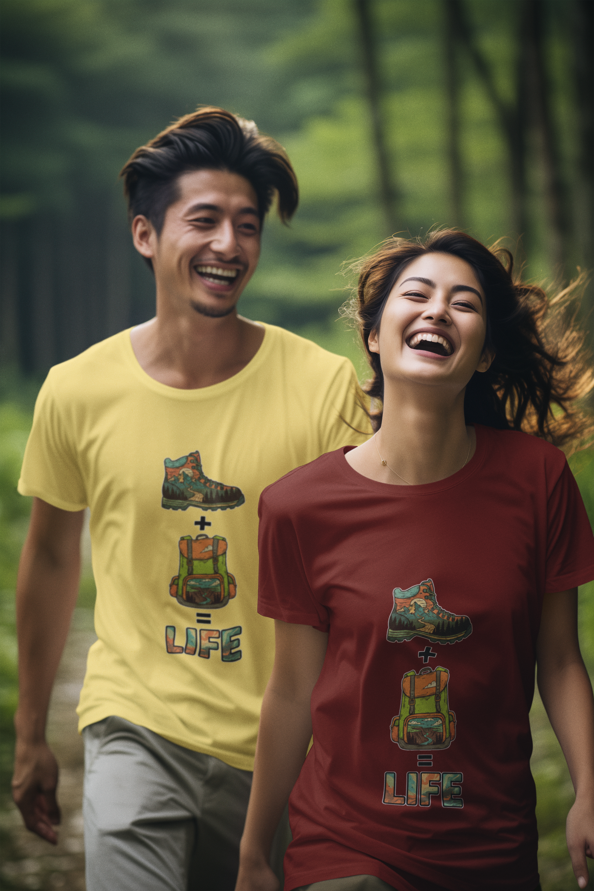 Unisex Shoes Bag-pack Life Hiking Camping Cotton T shirt