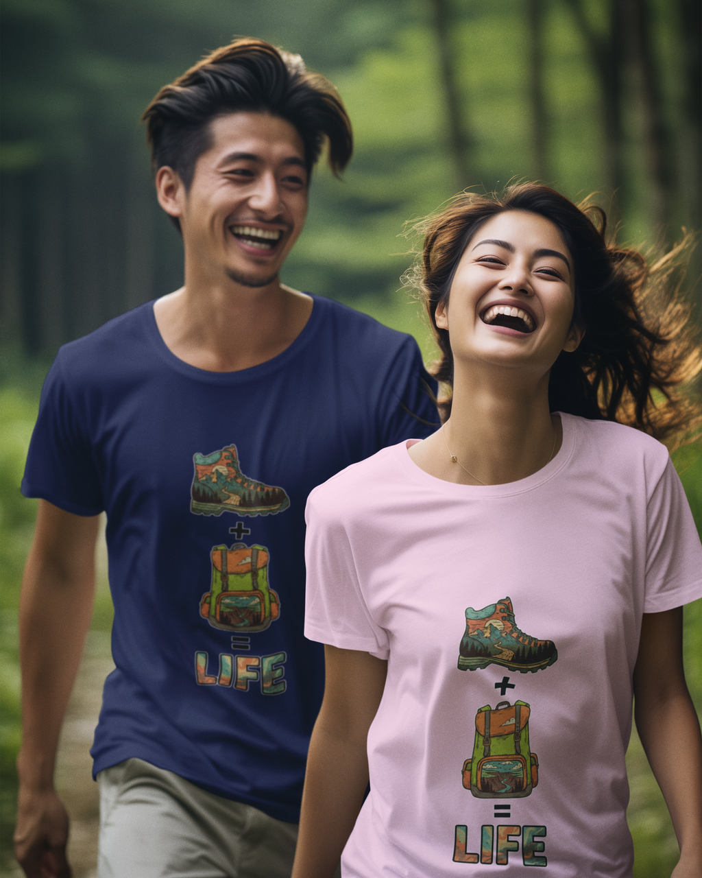 Unisex Shoes Bag-pack Life Hiking Camping Cotton T shirt Baby Pink Adventure Hiking Camping Camper Van Beach Cruise Vacation Road Trip Wildlife Safari Wanderlust Explorer Nature Lover Mountain Outdoor Adventure Travel Vacation Camping Campfire Graphic Quote T shirt