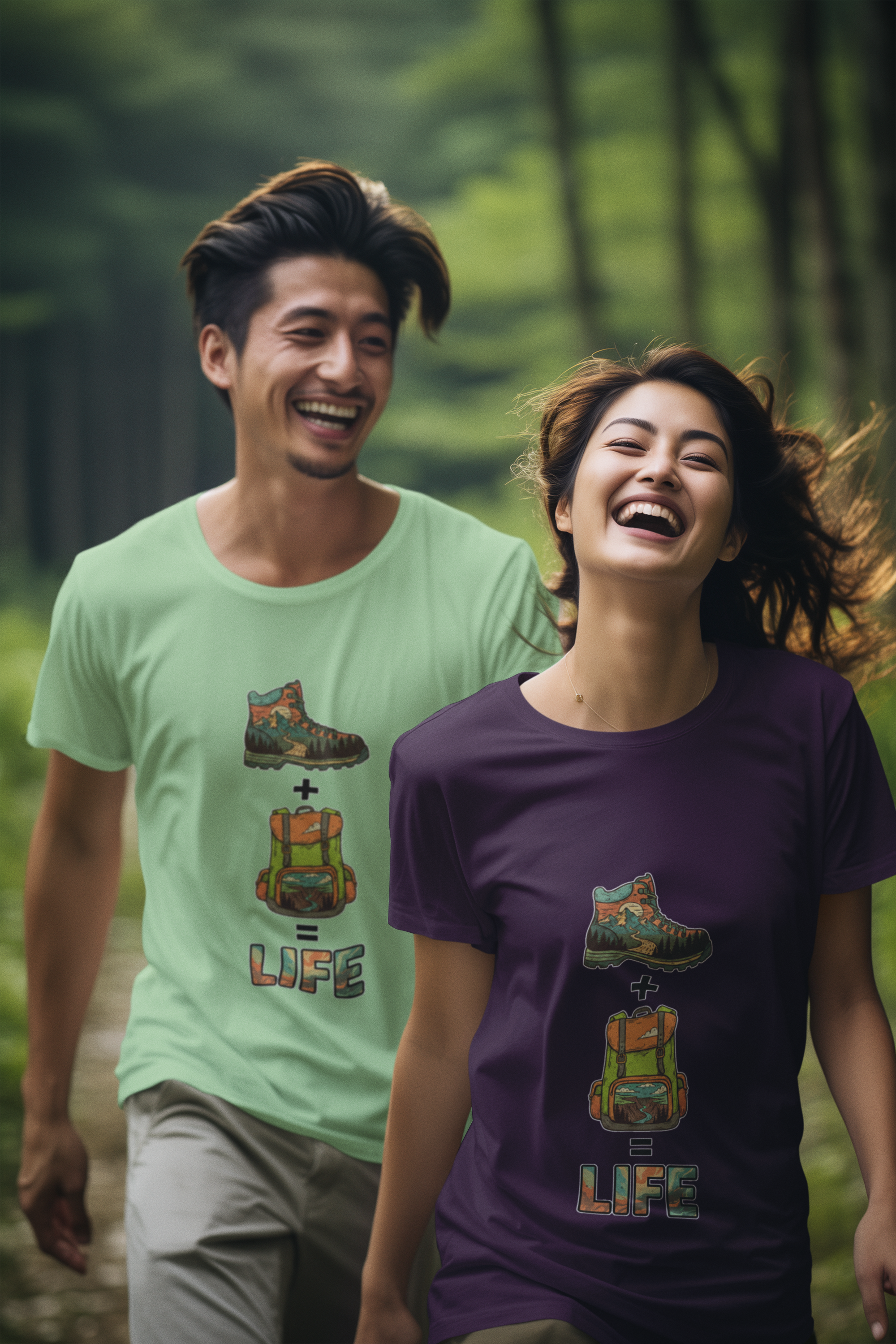 Unisex Shoes Bag-pack Life Hiking Camping Cotton T shirt