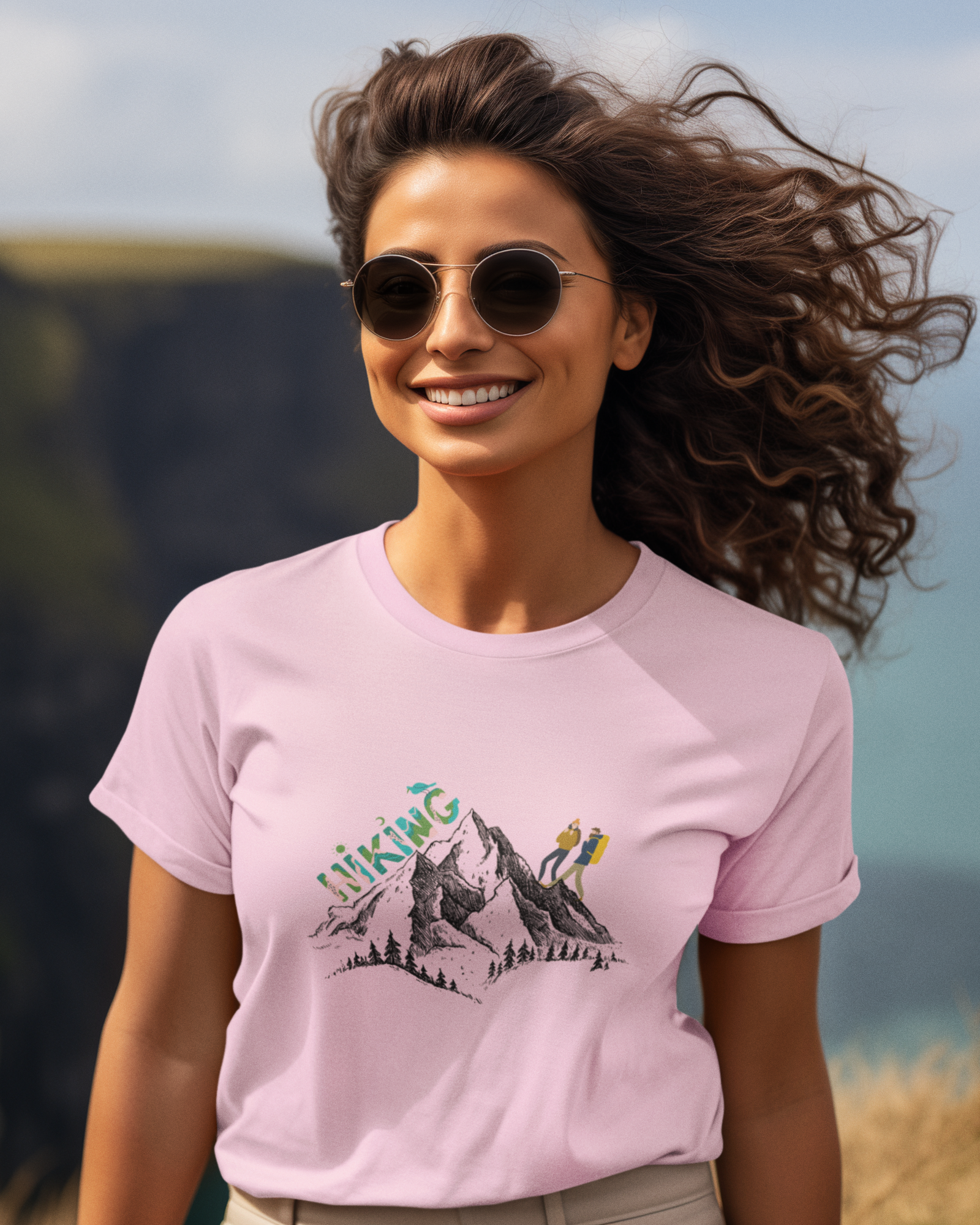 Unisex Hiking Couple Cotton T-Shirt