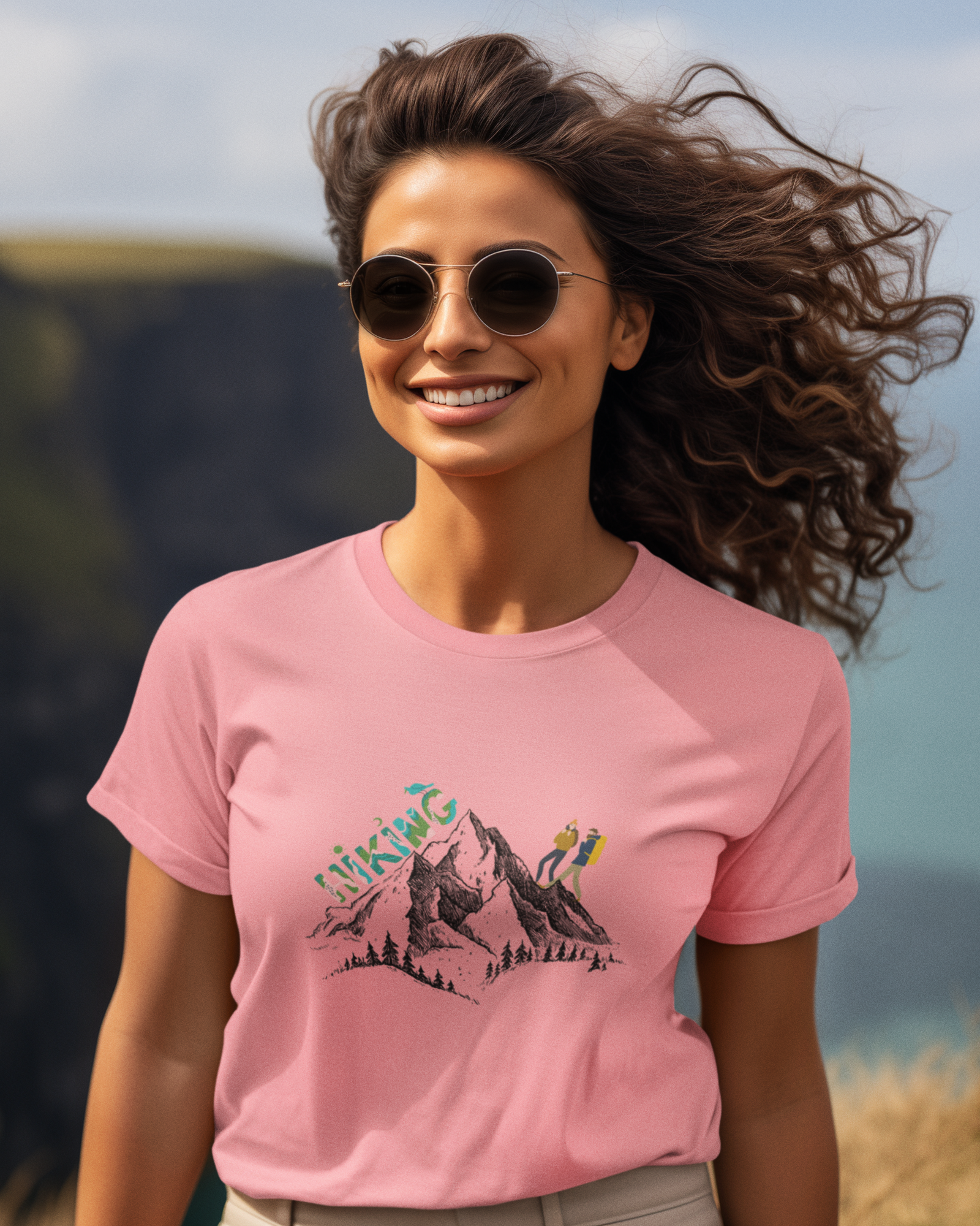 Unisex Hiking Couple Cotton T-Shirt