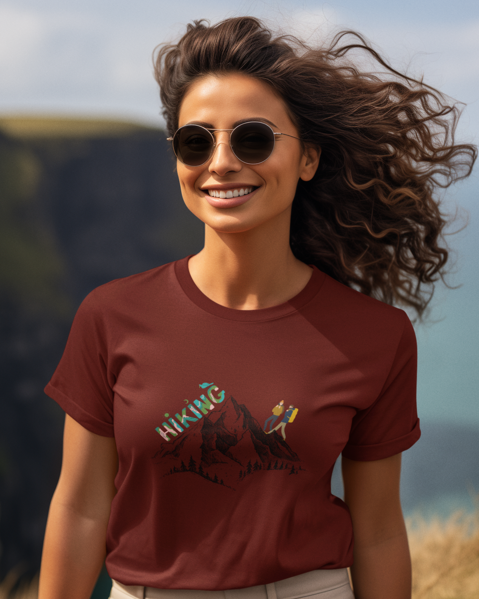 Unisex Hiking Couple Cotton T-Shirt